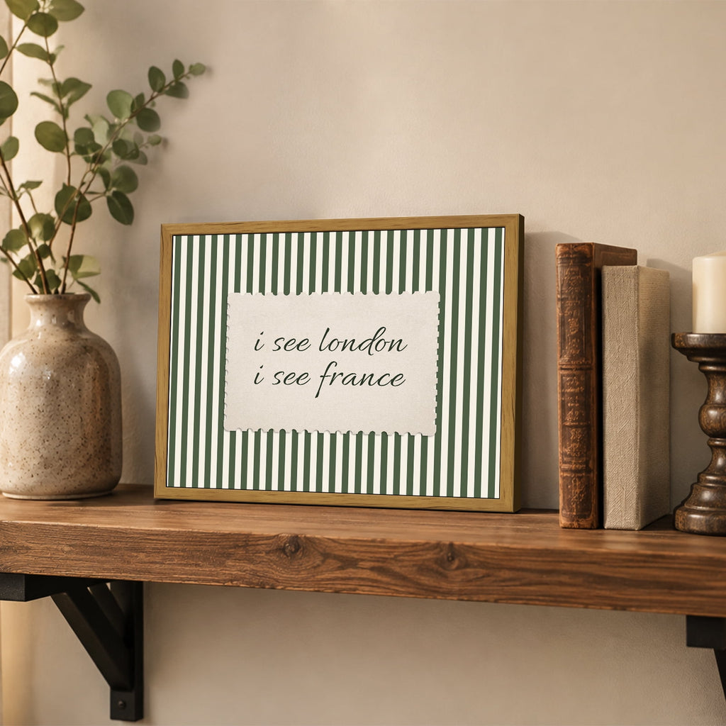 Drsoum Preppy Wall Art 8x10 Framed Canvas Print Green Striped Quote Decor Minimalist