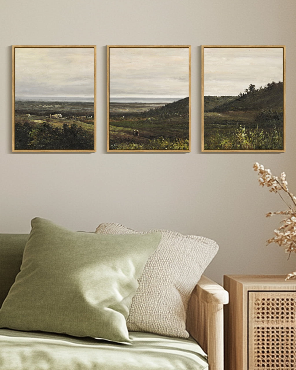 Drsoum Vintage Landscape Wall Art Wilderness Mountain Retro Classic Farmhouse Paints Rustic 11x14in3pcs Natural Framed