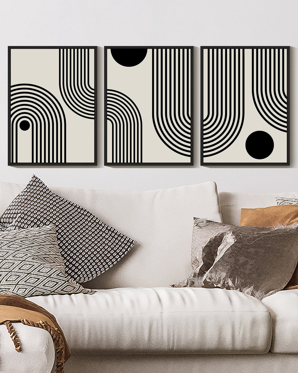 Drsoum Black Minimalism Abstract Boho Wall Art Bohemian Decor Ready To Hang 11x14in3pcs Black Framed