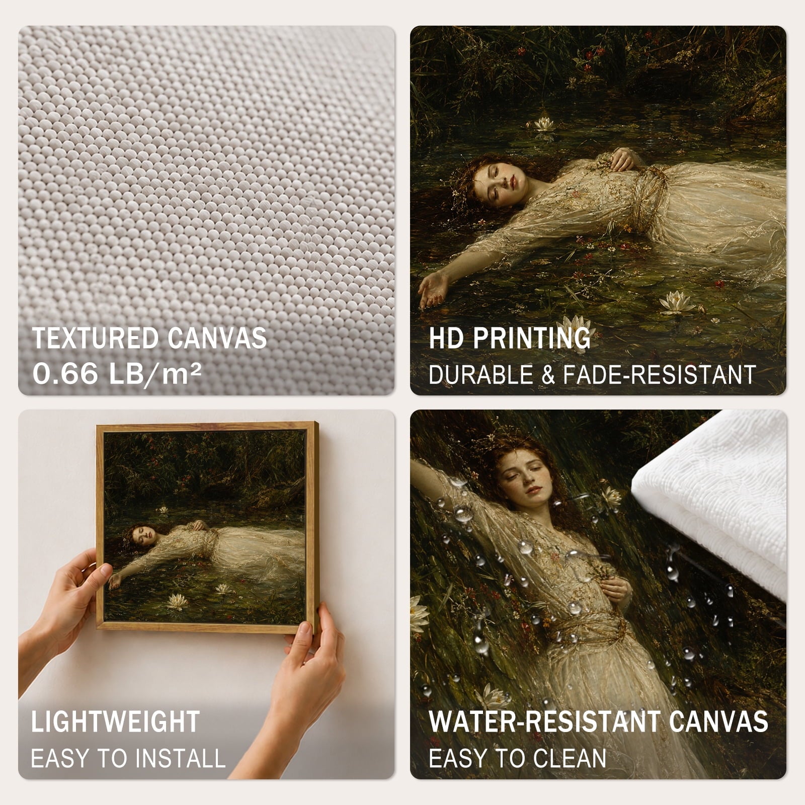 Drsoum Ophelia Classical Fine Art Canvas Print Wall Decor 8x10