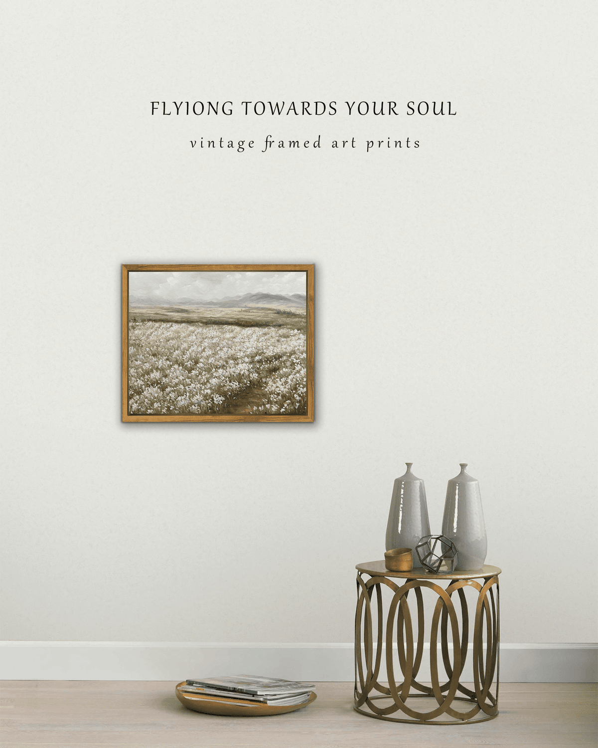 Drsoum Landscape Artwork Wall Art Prairie in Full Bloom Classic Prints Modern Farmhouse Kitchen Bathroom Office Decor - 8x10in Natural Framed
