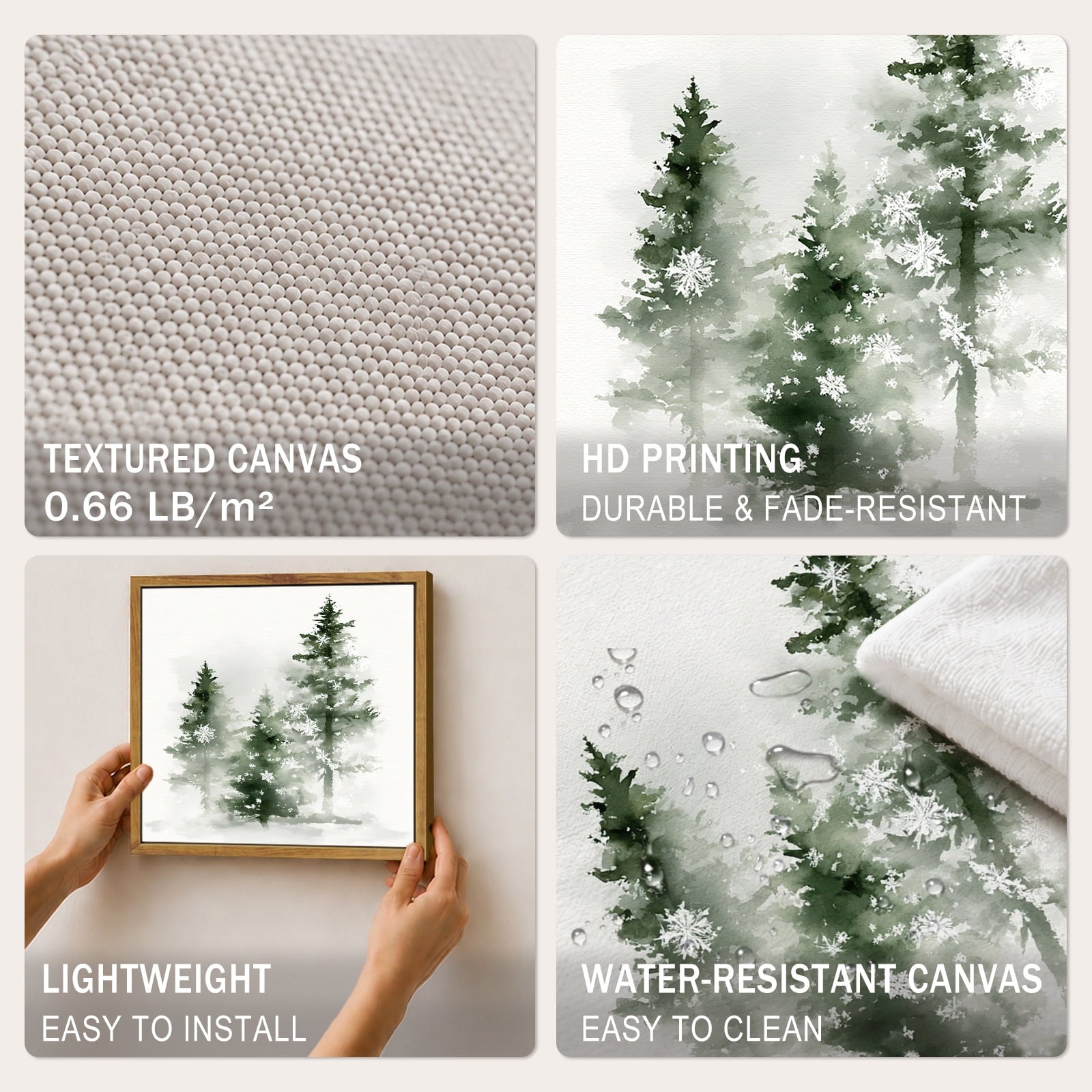 Drsoum Pine Tree Wall Art Framed Canvas Print 8x10 Inch