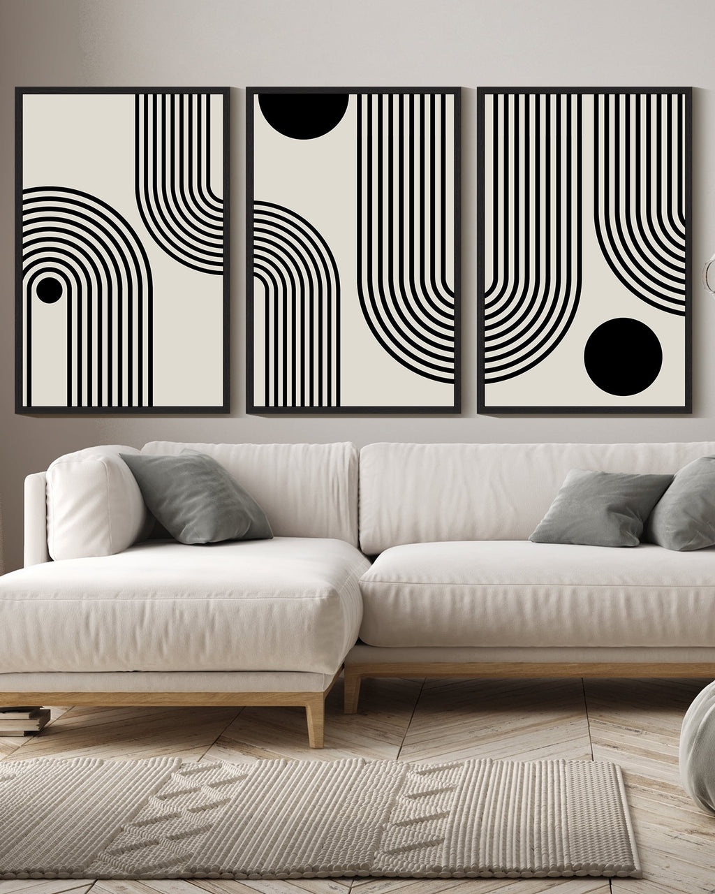 Drsoum Black Minimalism Abstract Boho Wall Art 16x24in3pcs Black Framed Bohemian Decor Ready To Hang