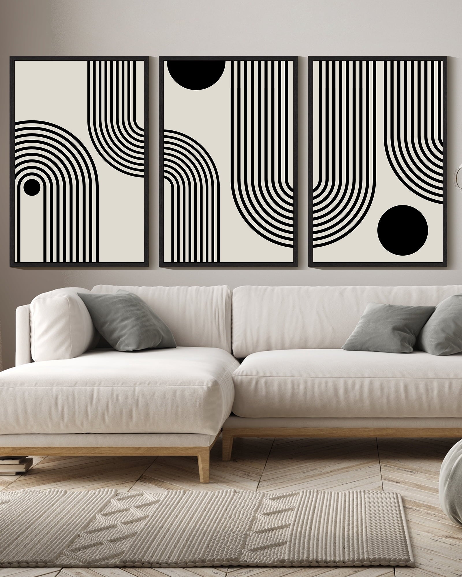 Drsoum Black Minimalism Abstract Boho Wall Art 16x24in3pcs Black Framed Bohemian Decor Ready To Hang