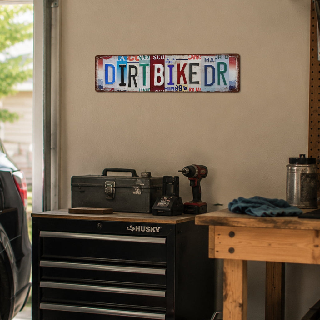 Drsoum Dirt Bike Metal Tin Sign 4x16 Inch Garage Wall Decor