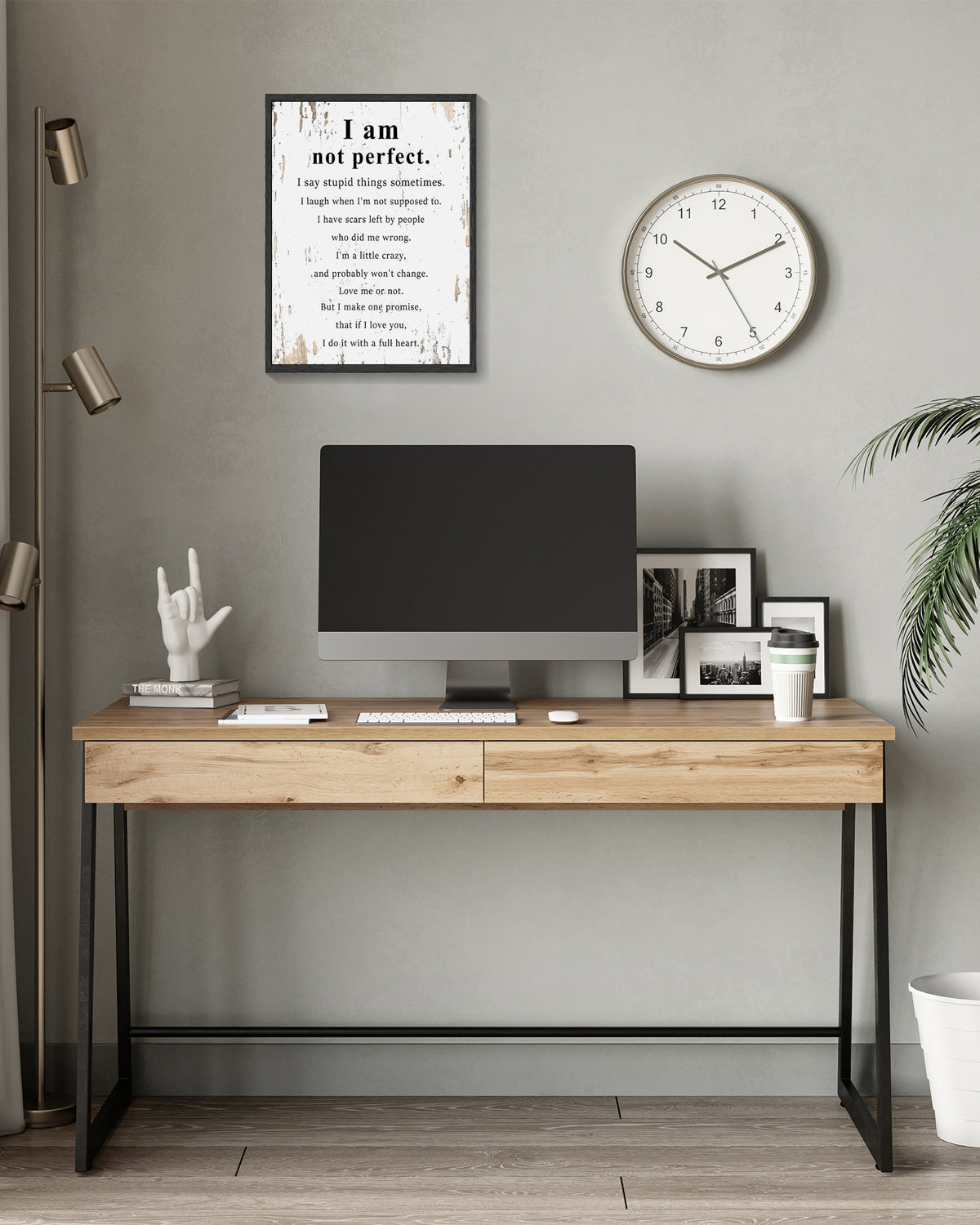 Inspirational 11x14in Black Framed Wall Art Motivational I Am No Perfect Quote Sayings Office Home Decor Canvas Prints Encouraging Positive Posters Painting
