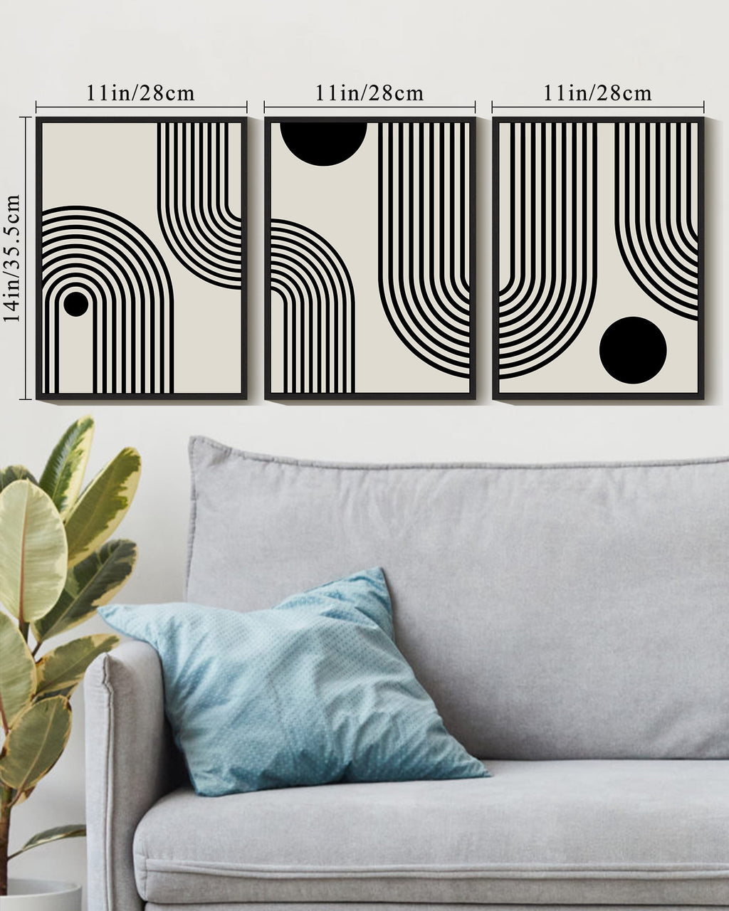 Drsoum Black Minimalism Abstract Boho Wall Art Bohemian Decor Ready To Hang 11x14in3pcs Black Framed