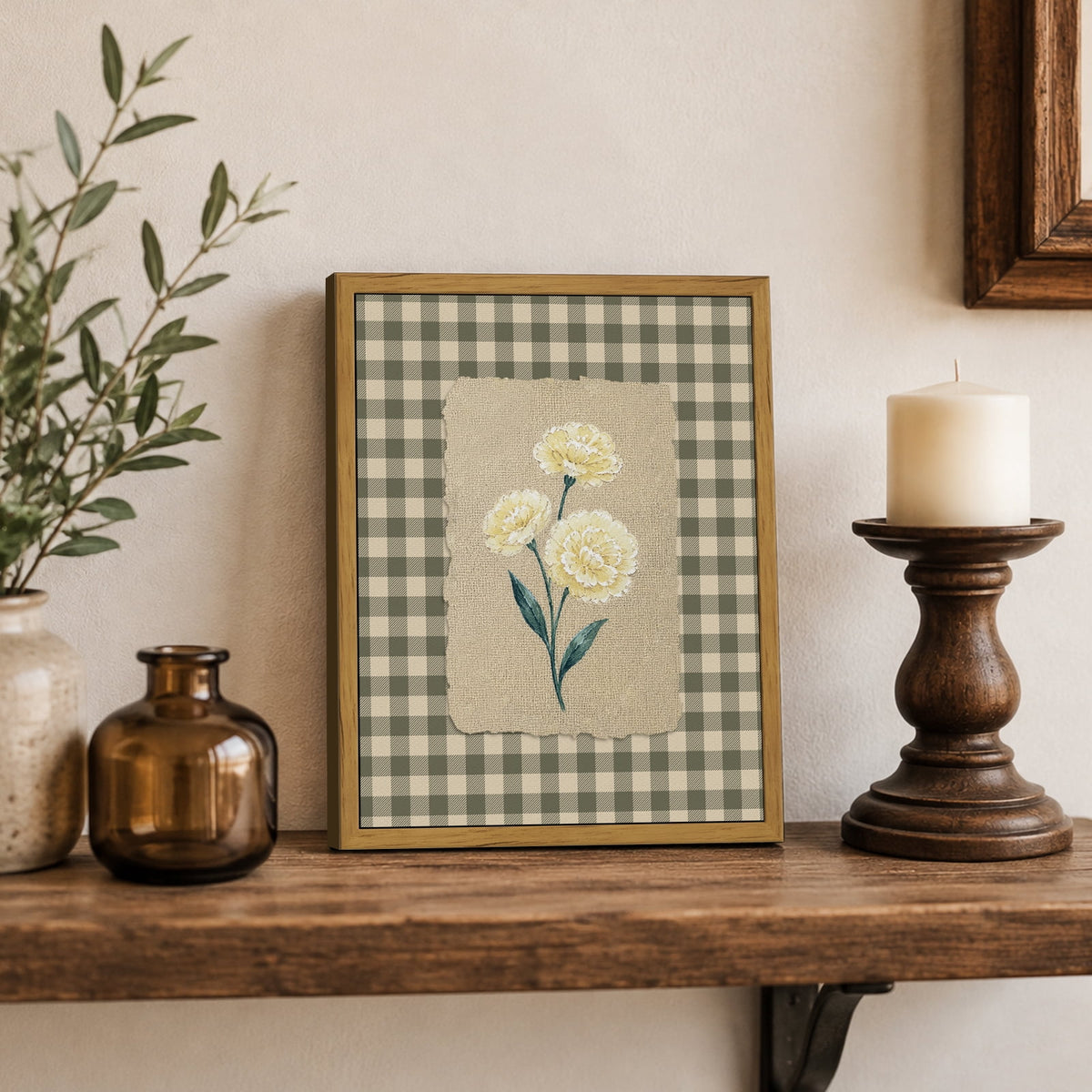 Drsoum Yellow Floral Wall Art Framed Canvas Print 8x10 Inch