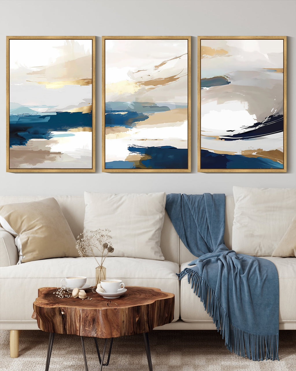 Drsoum Large Multicolor Abstract Wall Art 16x24in3pcs Natural Framed Modern Minimalist Painting Art Graffiti Artwork
