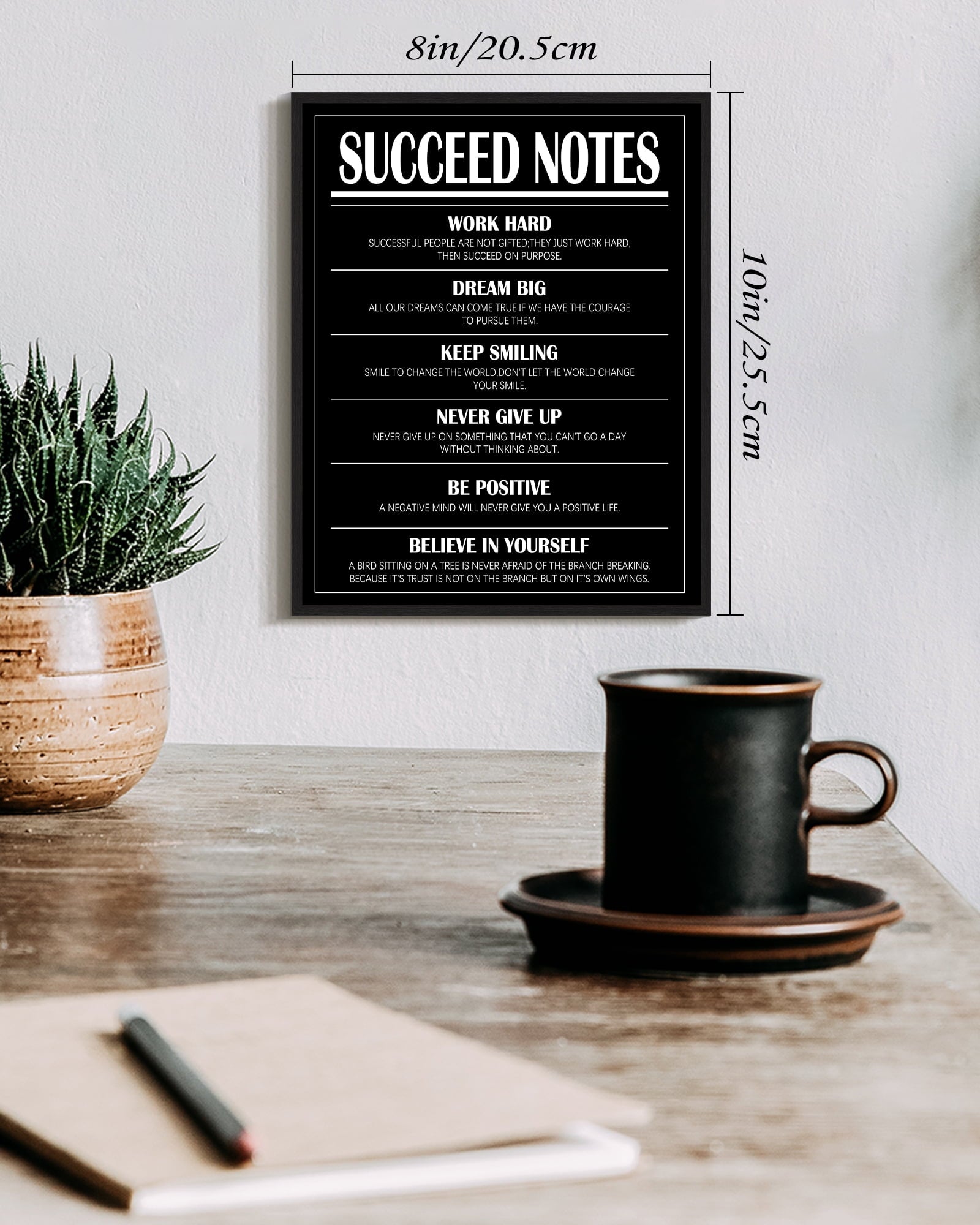 Drsoum Inspirational Wall Art Motivational Positive Letter Sayings Prints Art Encouraging Posters Home Decor 8x10in Black Framed