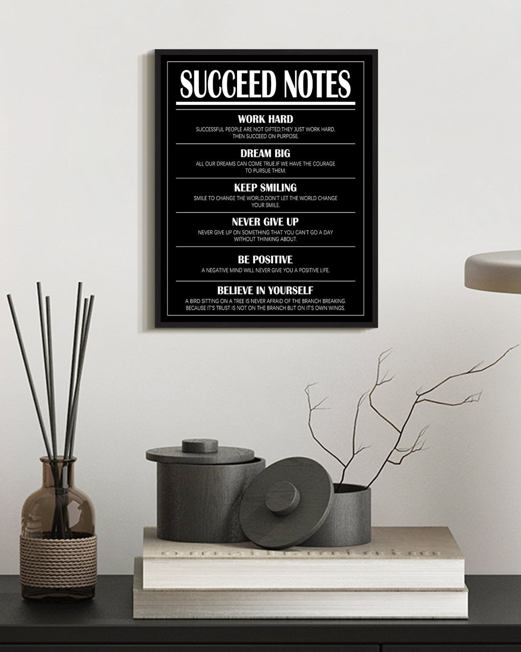 Drsoum Inspirational Wall Art Motivational Positive Letter Sayings Prints Art Encouraging Posters Home Decor 8x10in Black Framed