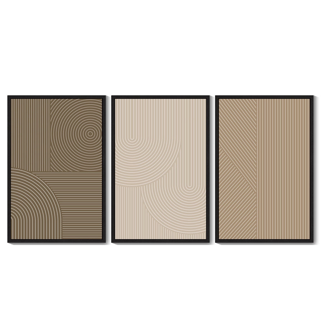 Drsoum Large Minimalist 24x36in3pcs Black Framed Abstract Wall Art Modern Boho Neutral Line Wall Decor Geometric Artwork Bedroom Living Room