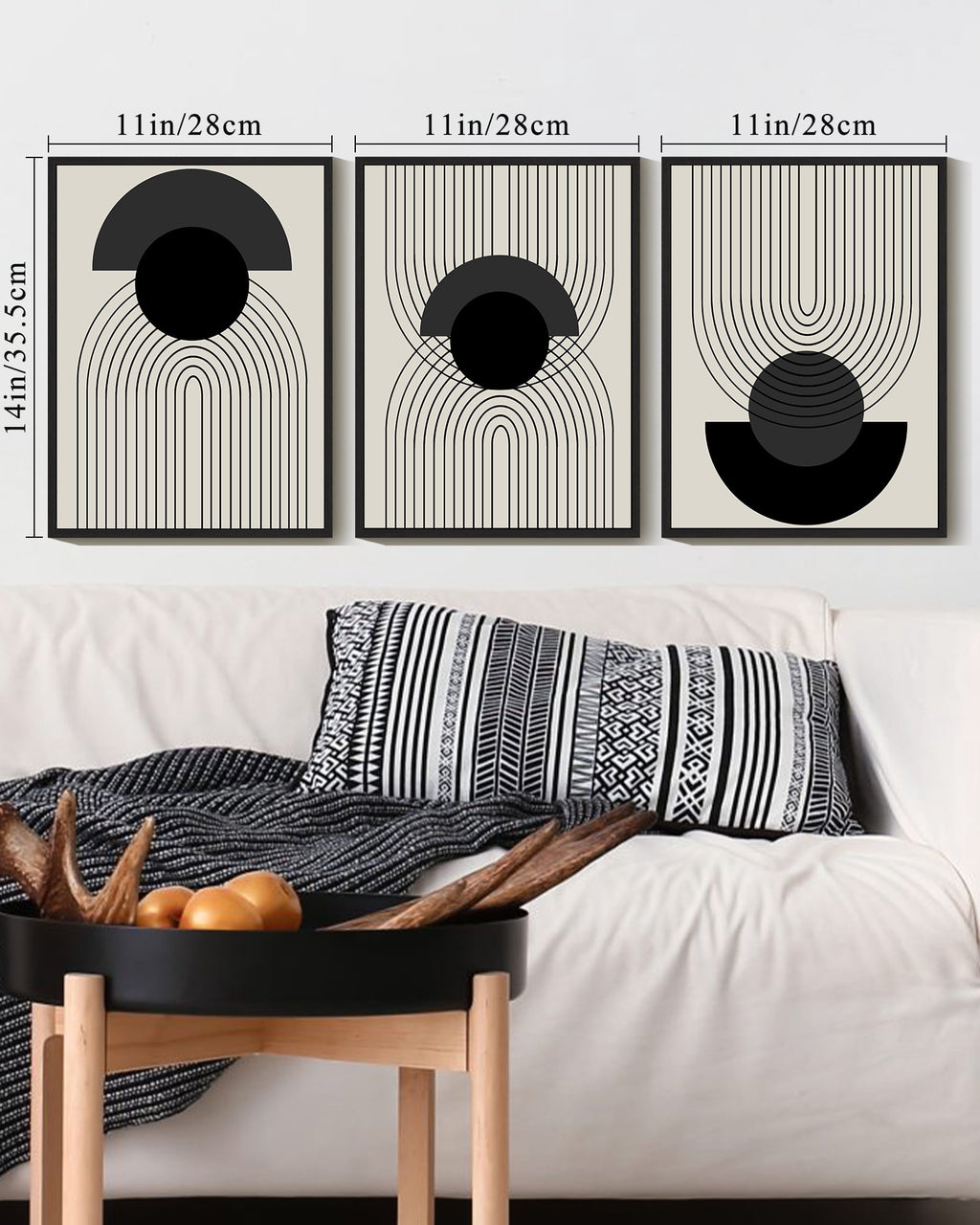 Drsoum Black Boho Wall Art Bohemian Abstract Decor Prints Ready To Hang for Bedroom 11x14in3pcs Black Framed