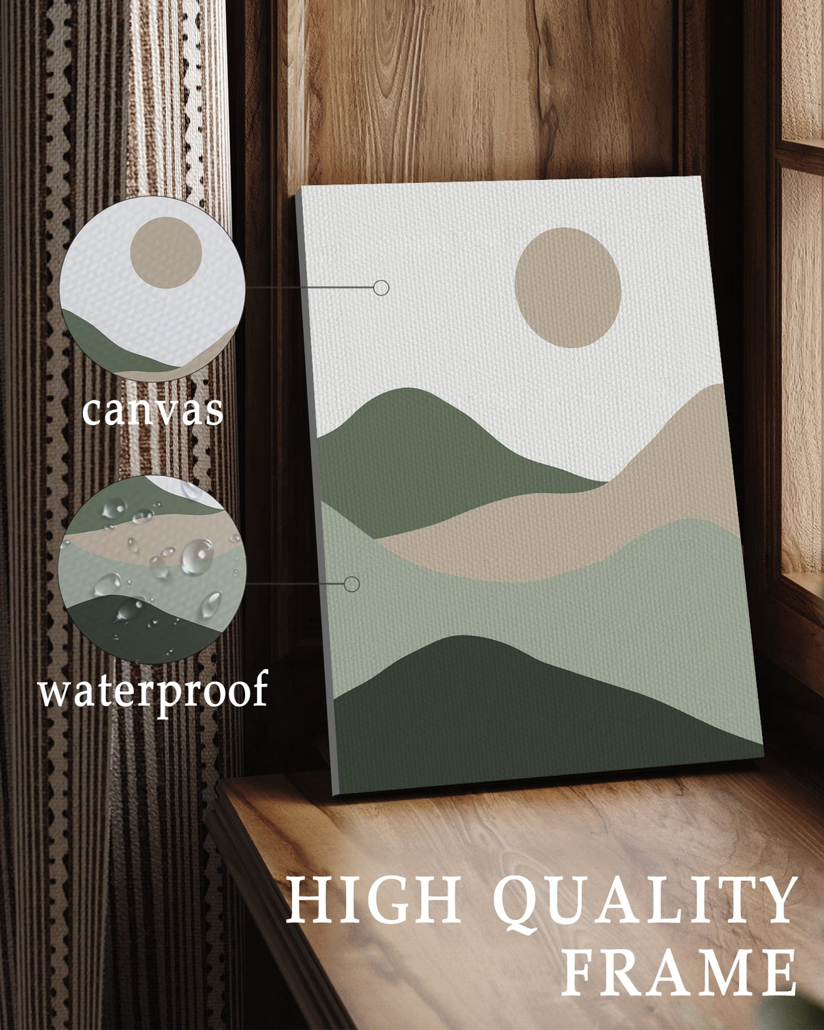 Drsoum Botanical Boho Wall Art Modern Sun Decor Minimalist Green Leaf Wall Painting 8x10in6pcs Natural Framed