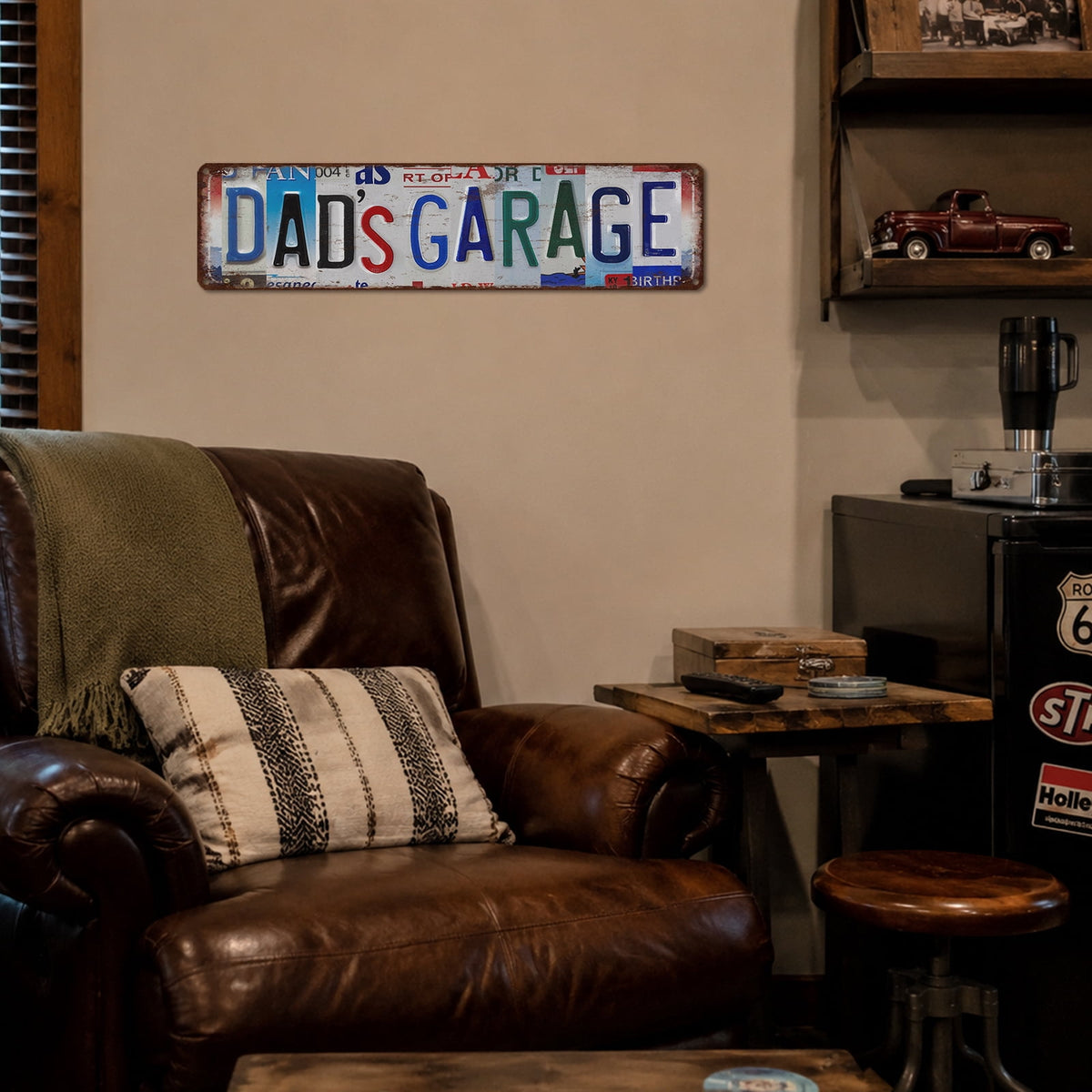 Drsoum Dad's Garage Novelty Retro License Plate Vintage Metal Wall Sign 4x16 Inch Decor