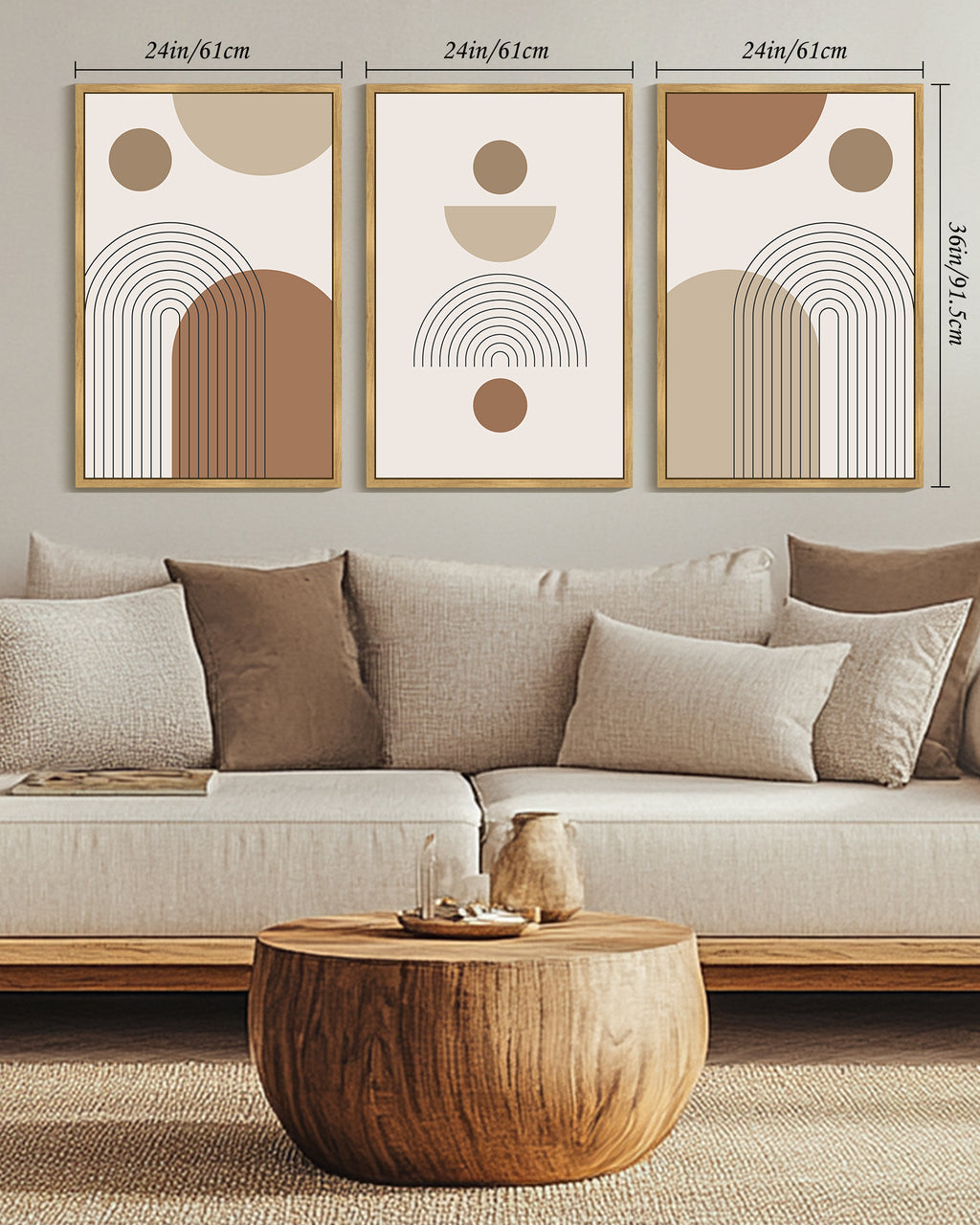 Drsoum Large 24x36in3pcs Natural Framed Abstract Bohemia Wall Art Line Printing Minimalist Prints for Bathroom