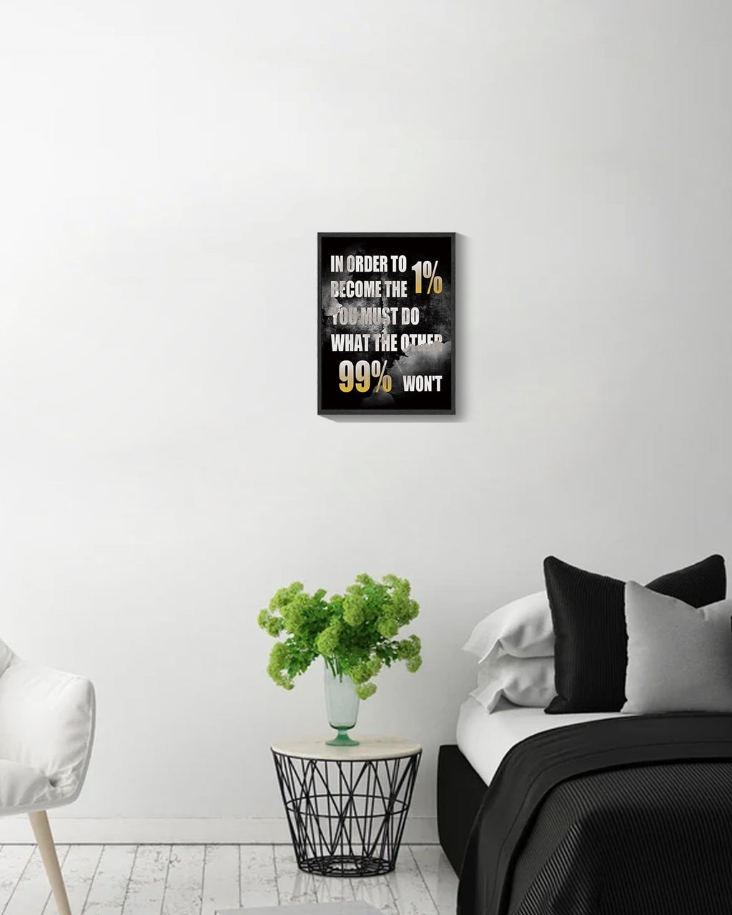 Inspirational 11x14in Black Framed Wall Art IN ORDER TO BECOME THE 1% Motivational Positive Quote Sayings Office Home Decor Prints Encouraging Posters Study
