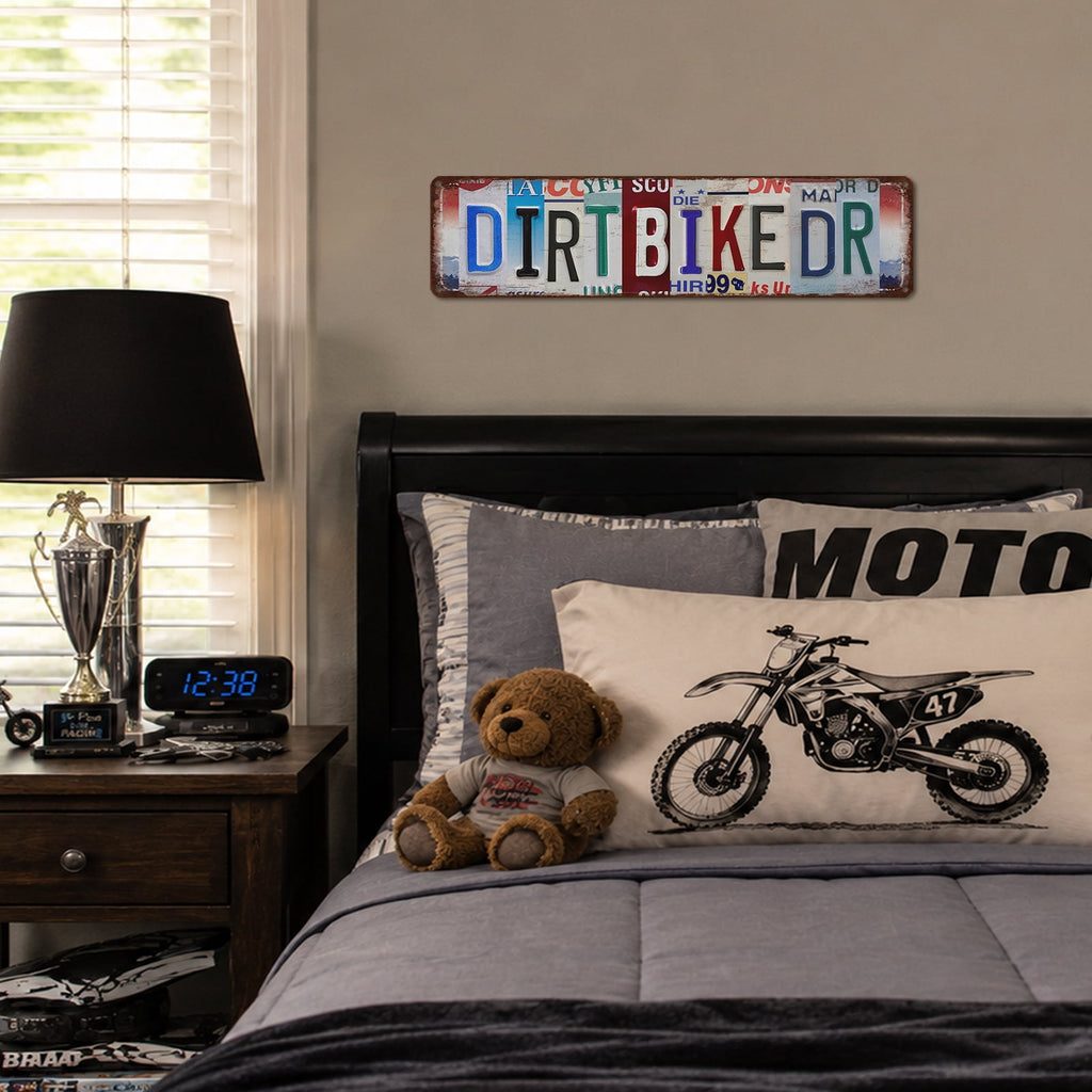 Drsoum Dirt Bike Metal Tin Sign 4x16 Inch Garage Wall Decor