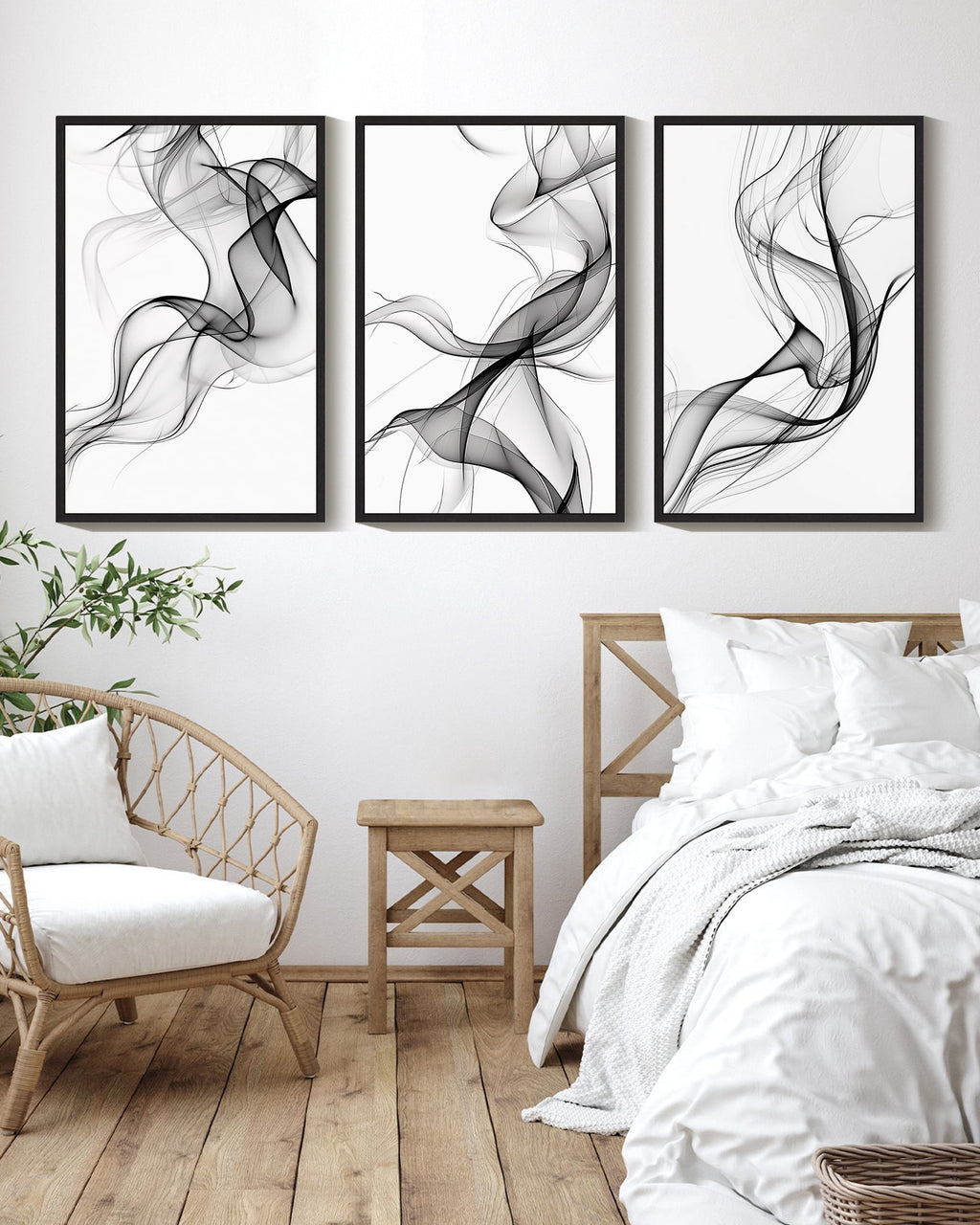 Drsoum Large Black Abstract Line Wall Art 24x36in3pcs Black Framed Vibrant Transparent Fashion Nordic Wall Decor for Bedroom Living Room