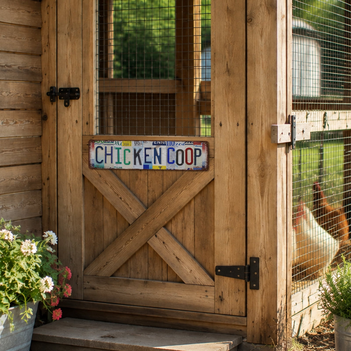Drsoum Chicken Coop Metal Tin Sign 4x16 Inch Rustic Farmhouse Wall Decor