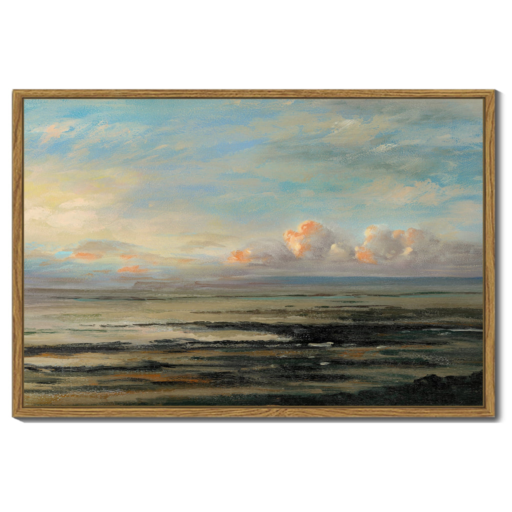 Drsoum Vintage Wall Art 16x24in Natural Framed Countryside Vast Field Grassland Artwork for Bathroom Office Kitch