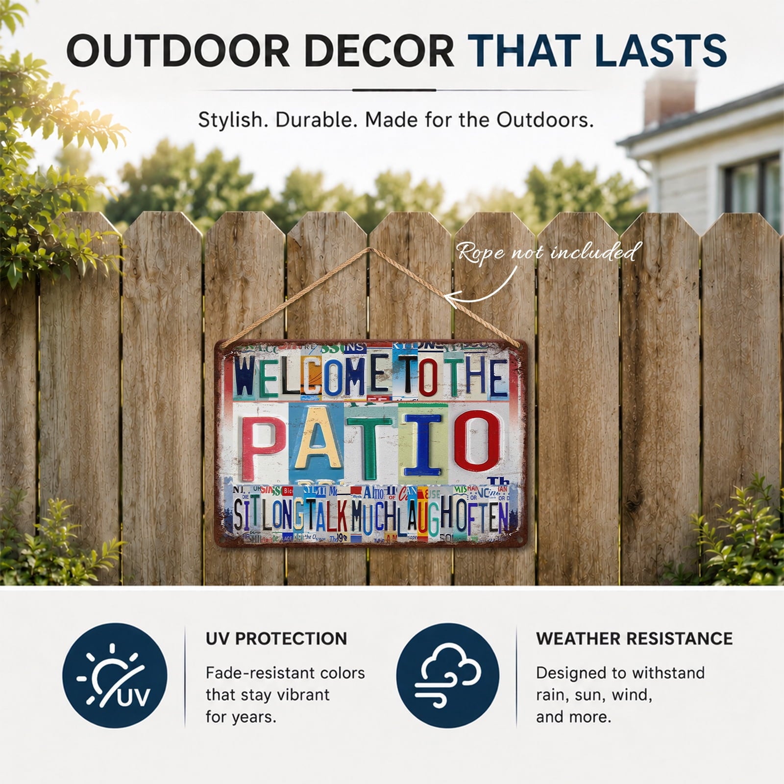 Drsoum Welcome Patio Sign Metal Tin Sign 8x12 Inch Rustic Outdoor Decor
