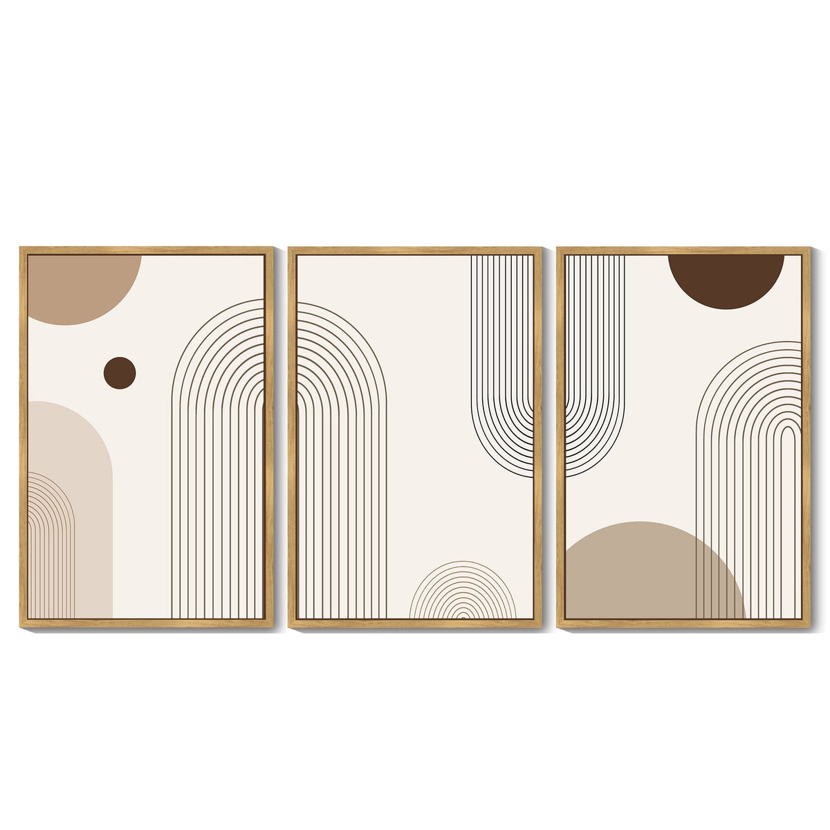 Drsoum Boho Wall Art 24x36in3pcs Large Natural Framed Minimalist Bohemain Wall Printing Abstract Canvas Prints Decor