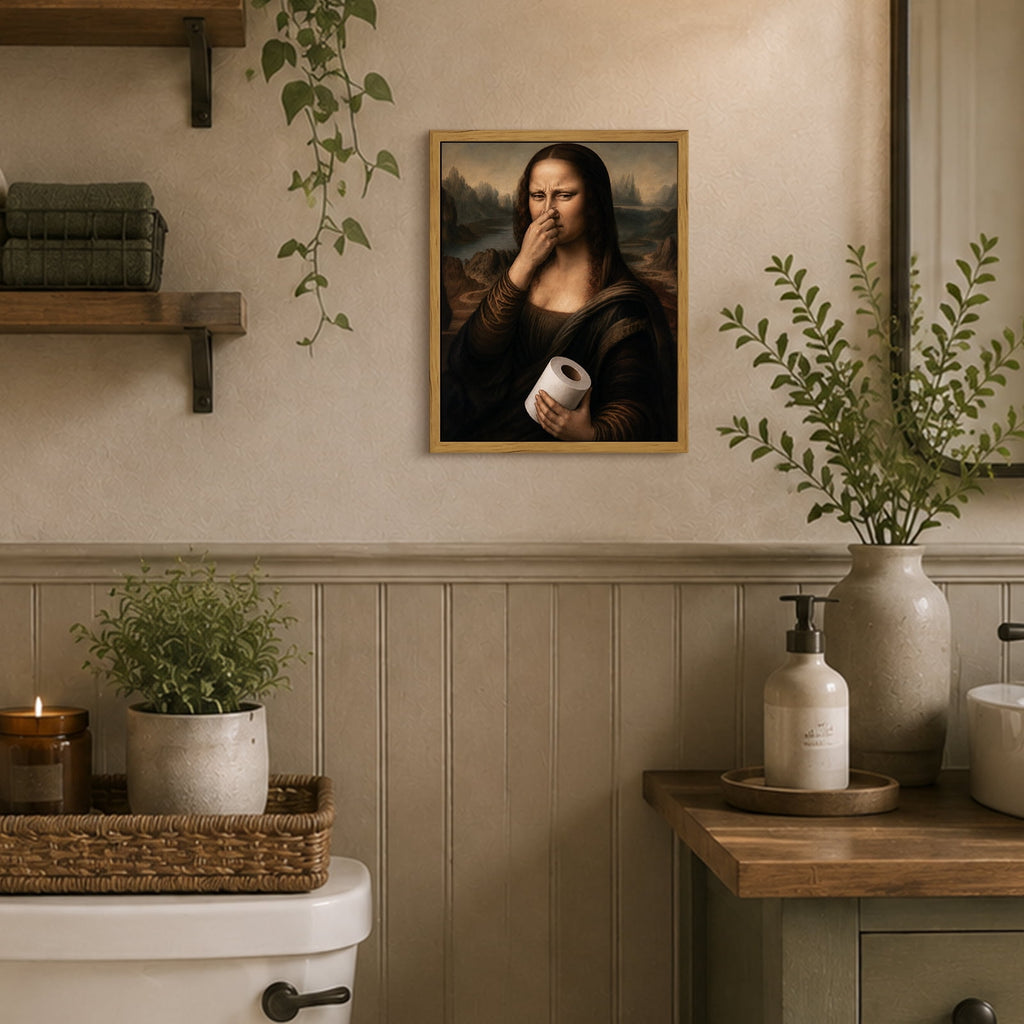 Drsoum Funny Bathroom Wall Art Mona Lisa Toilet Paper Decor 8x10