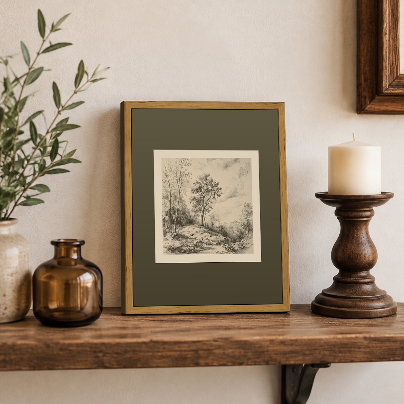 Drsoum Vintage Landscape Framed Canvas Wall Art 8x10 Inch