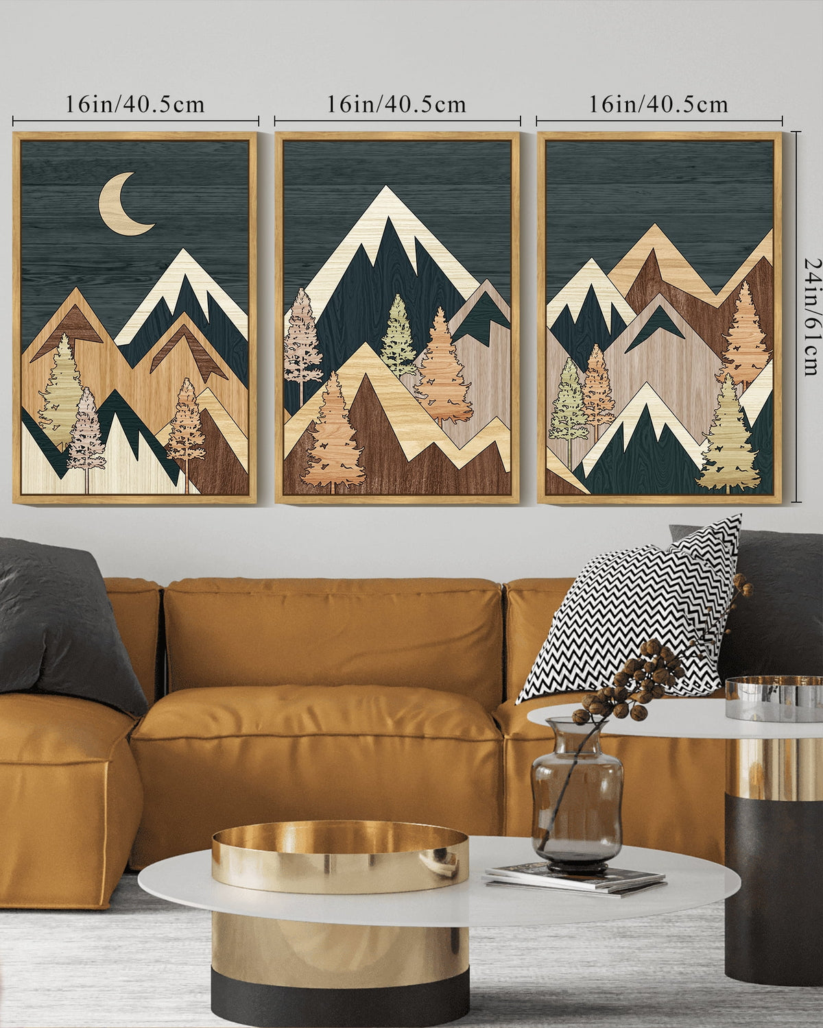 Drsoum Leaf Wall Art 16x24in3pcs Natural Framed Green Botanical Boho Printing Minimalist for Kitch Bathroom Prints