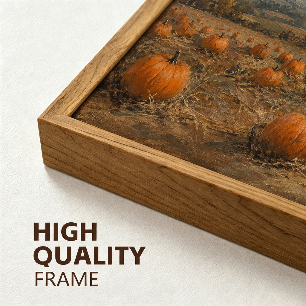 Drsoum Fall Pumpkin Patch Farmhouse Wall Art Framed Canvas Print 8x10 Inch