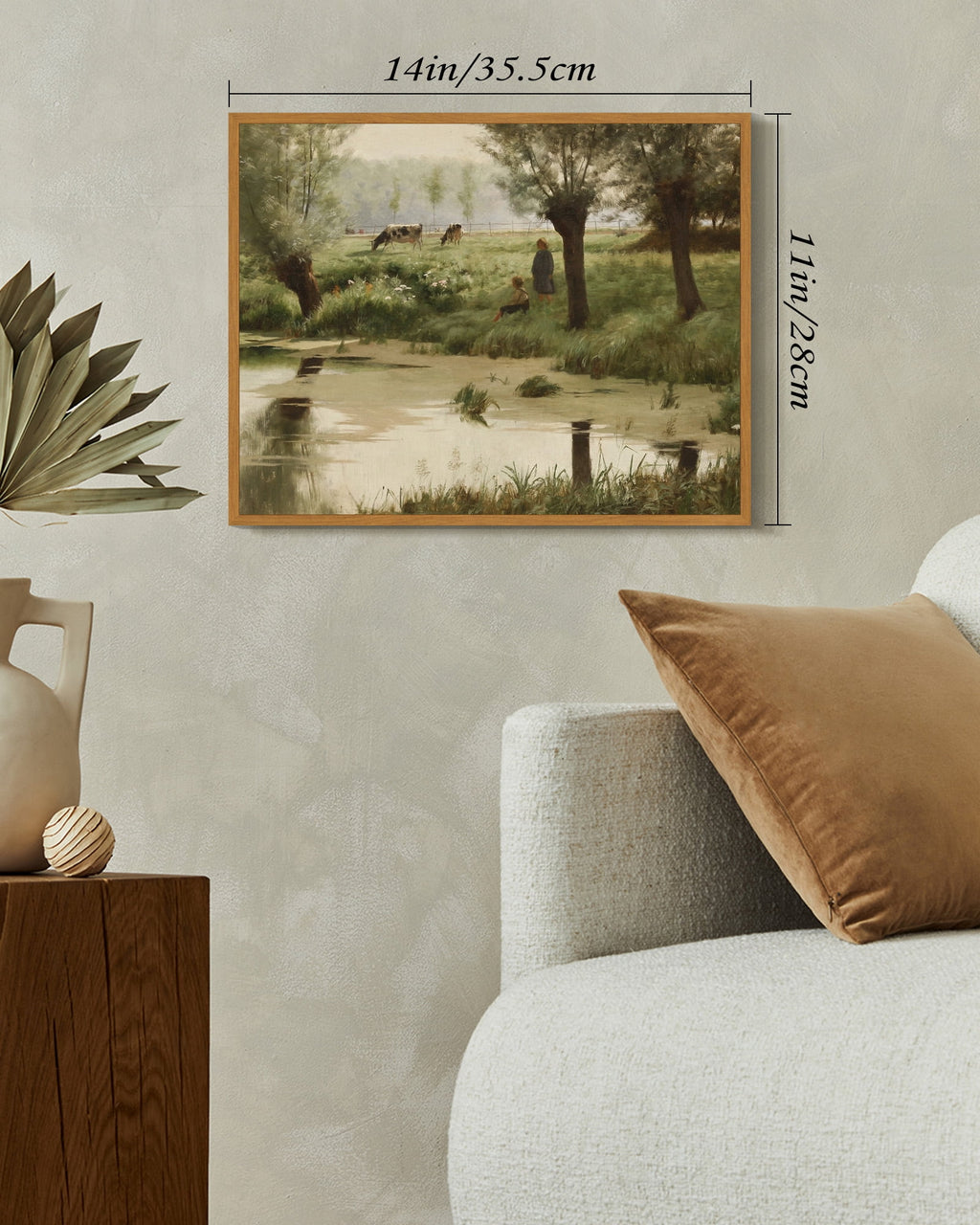 Drsoum Modern Vintage Wall Art Lake Print Artwork for Bedroom living room Dining room Kitch 11x14in Natural Framed