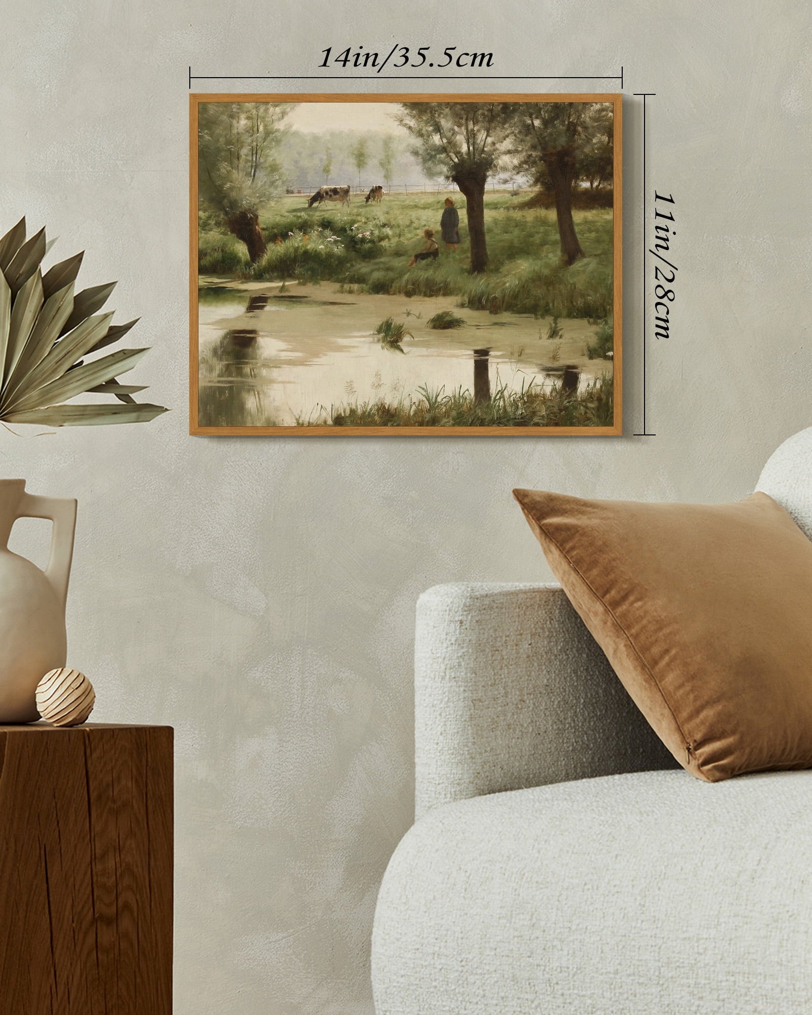 Drsoum Modern Vintage Wall Art Lake Print Artwork for Bedroom living room Dining room Kitch 11x14in Natural Framed