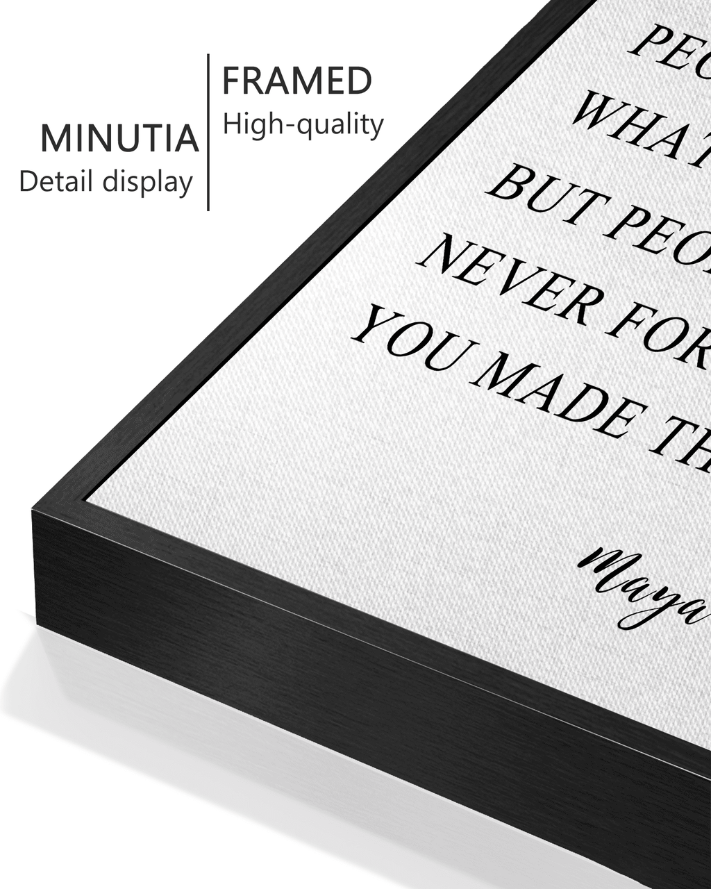 8x10in Black Framed Inspirational Wall Art I've Learned That People Will Never Forget How You Made Them Feel Motivational Quote Positive Posters Office Home Decor