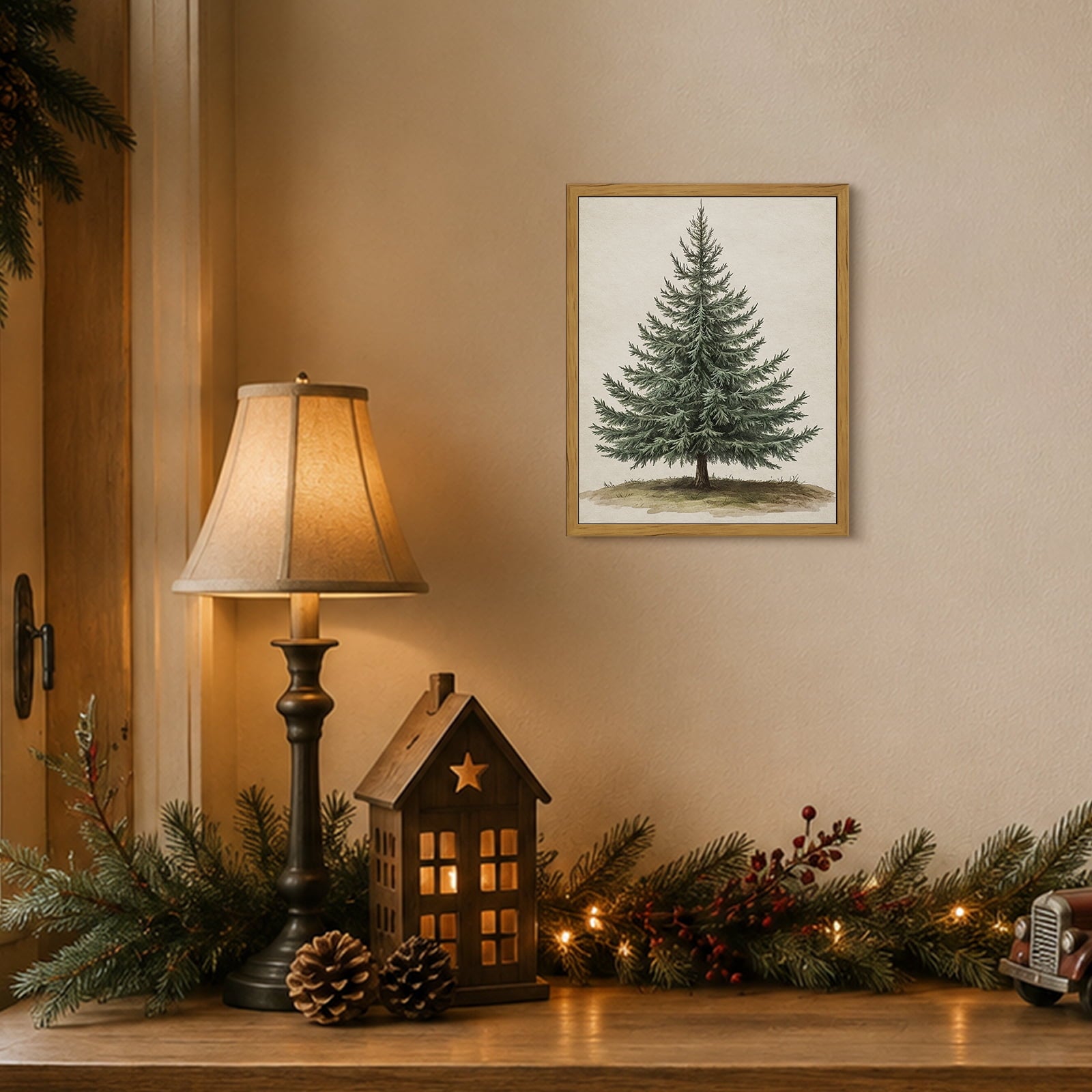 Drsoum Botanical Pine Tree Vintage Forest Art Print 8x10