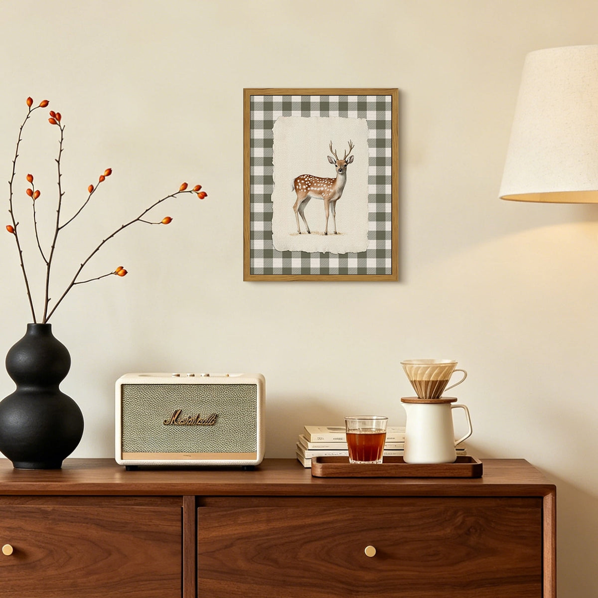 Drsoum Deer Vintage Framed Canvas Wall Art 8x10 Inch