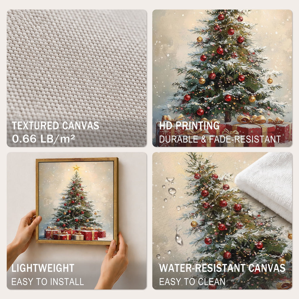 Drsoum Christmas Tree Gifts Star Snow Holiday Wall Art Decor 8x10