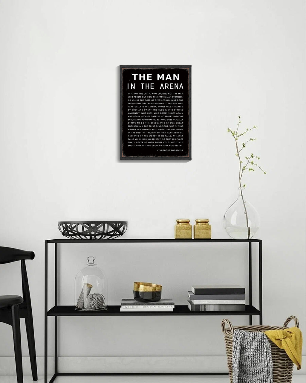 Inspirational 11x14in Black Framed Wall Decor the Man in the Arena Motivational Quote Sayings Office Home Decor Prints Art Encouraging Positive Posters