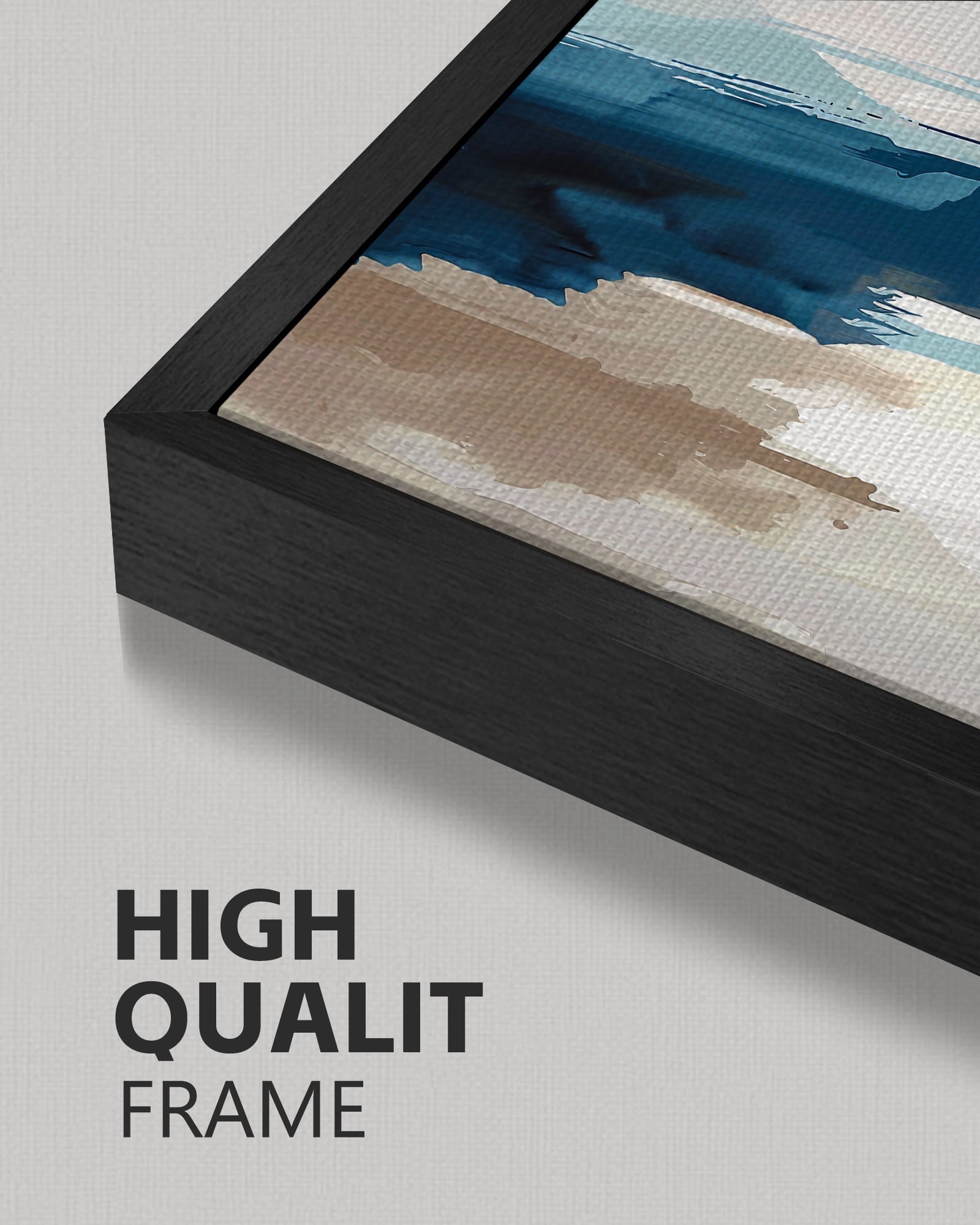 Drsoum 16x24in3pcs Black Framed Blue Abstract Wall Art Modern Minimalist Painting Decor Graffiti Artwork Decor