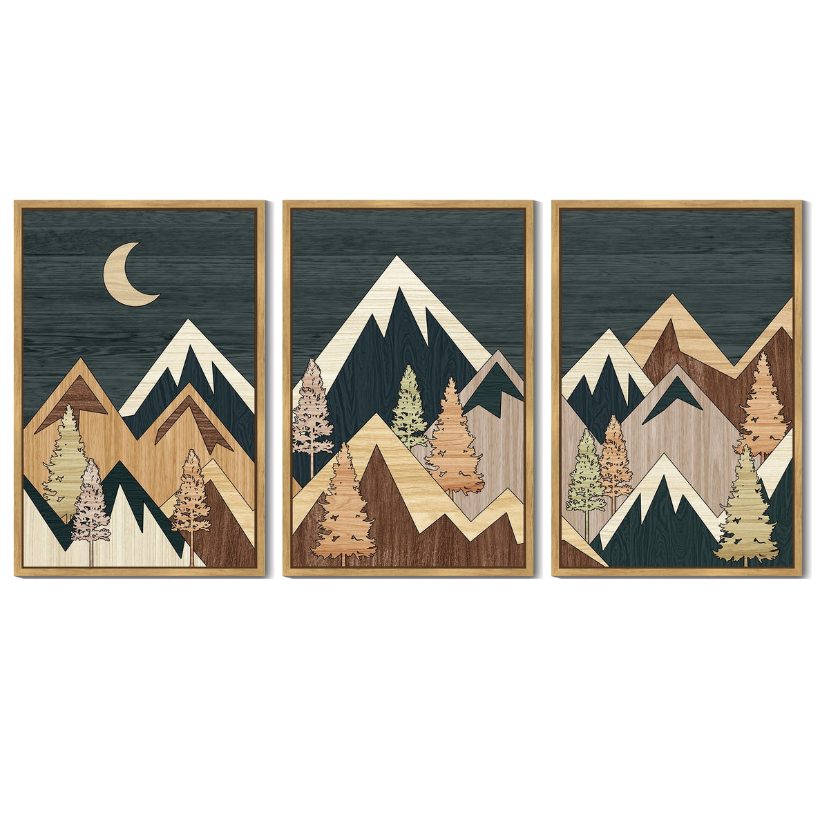 Drsoum Leaf Wall Art 16x24in3pcs Natural Framed Green Botanical Boho Printing Minimalist for Kitch Bathroom Prints