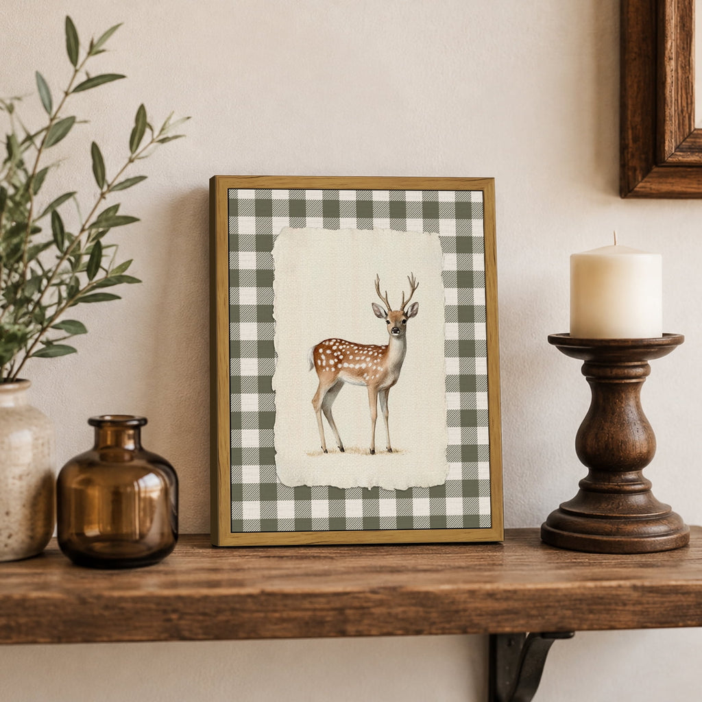 Drsoum Deer Vintage Framed Canvas Wall Art 8x10 Inch