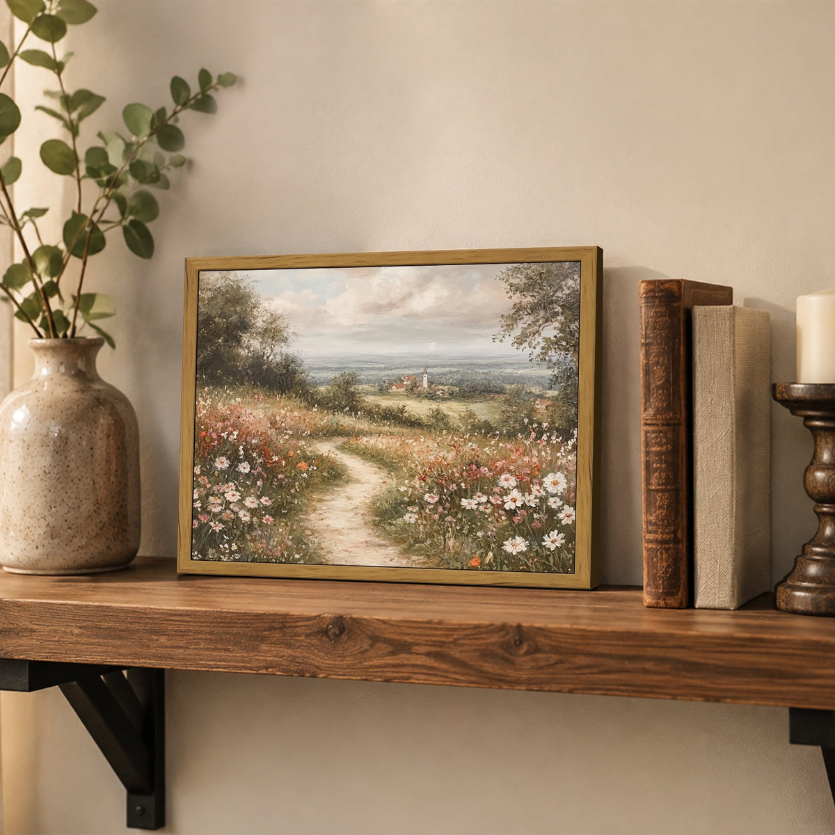 Drsoum Vintage Landscape Framed Canvas Wall Art 8x10 Inch