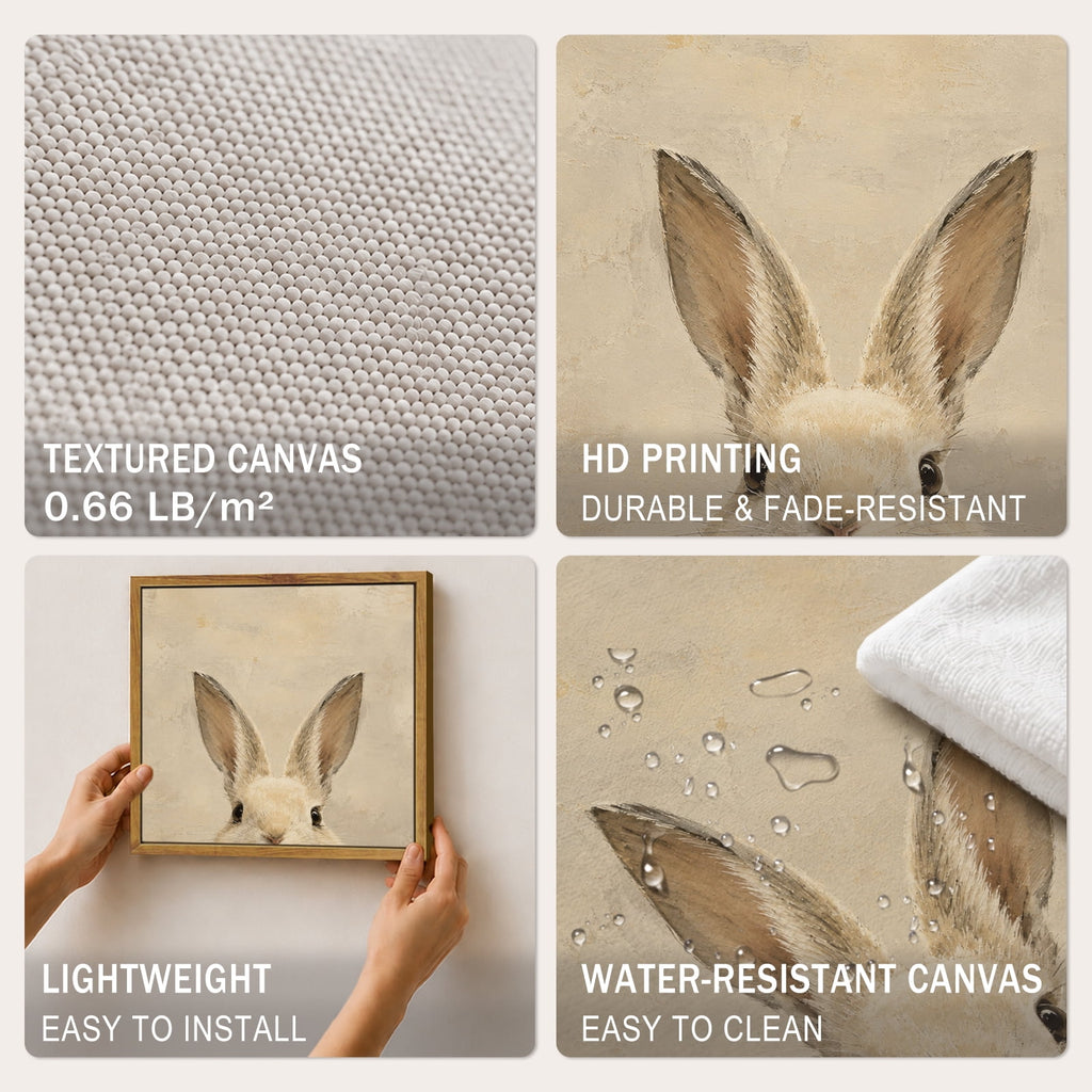 Drsoum Cute Bunny Rabbit Peeking Ears Animal Wall Art Decor 12x16
