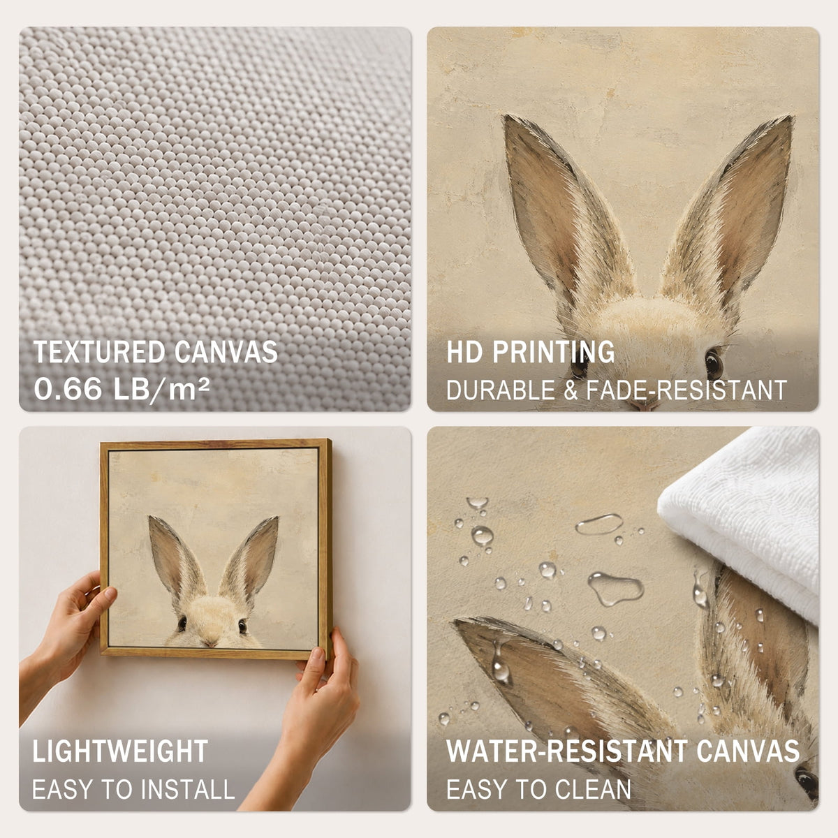 Drsoum Cute Bunny Rabbit Peeking Ears Animal Wall Art Decor 12x16
