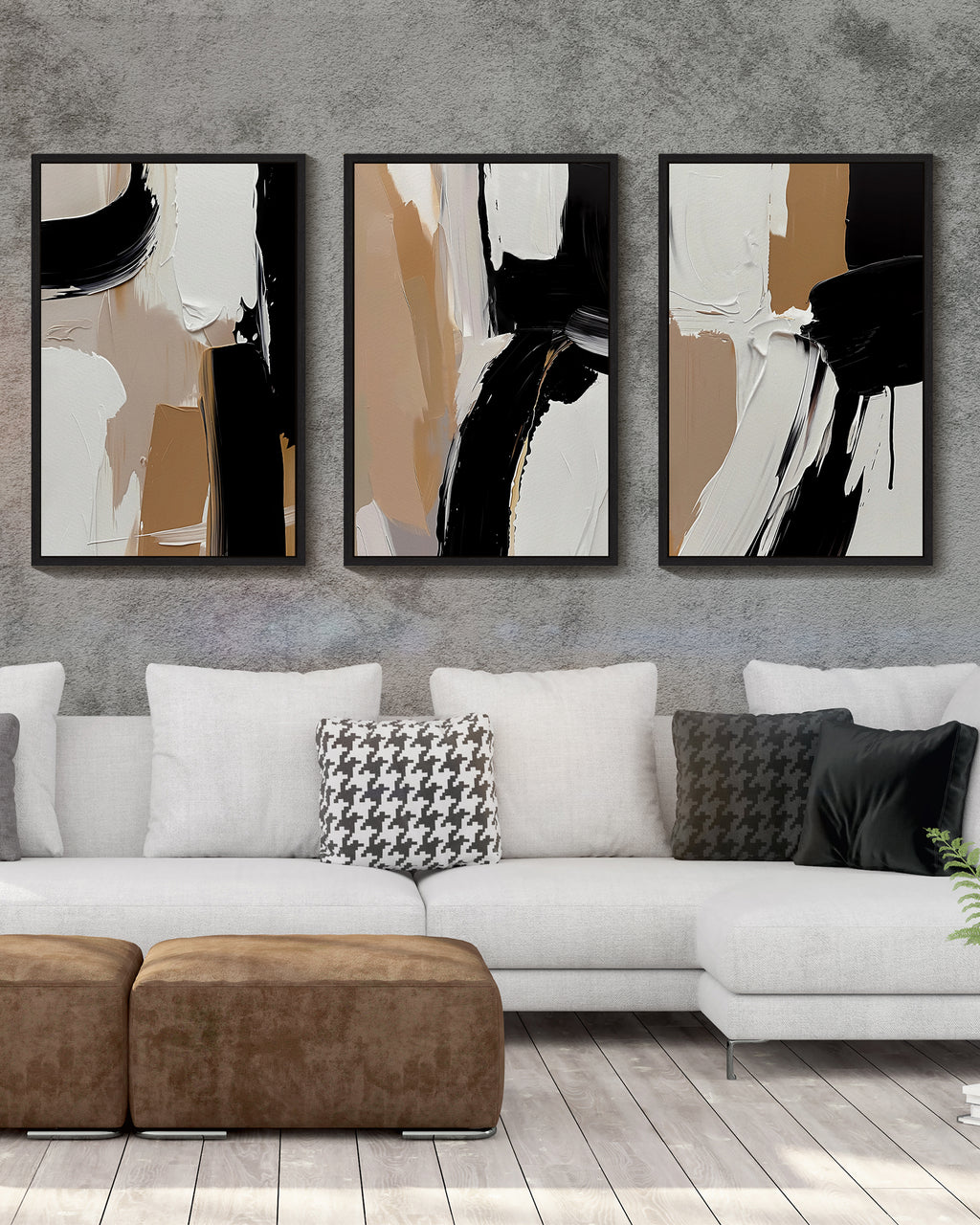 Drsoum Large Black Abstract Wall Art 24x36in3pcs Black Framed Modern Minimalist Painting Decor Graffiti Artwork