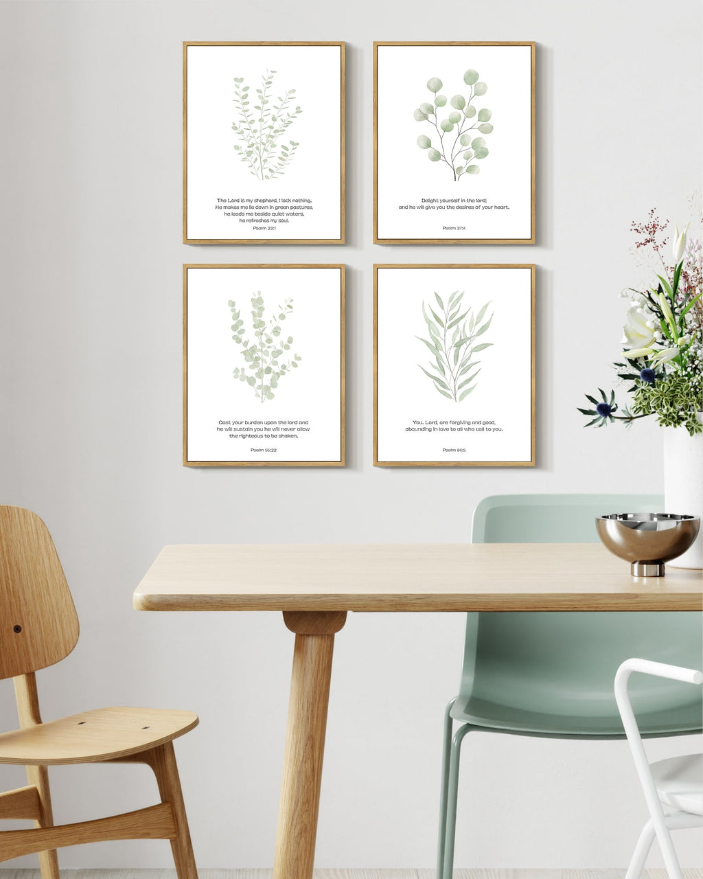 Drsoum Botanical Plant Wall Art Light Green Leaf Decor for Bedroom Living Room Bathroom Home Office 8x10in4pcs Natural Framed