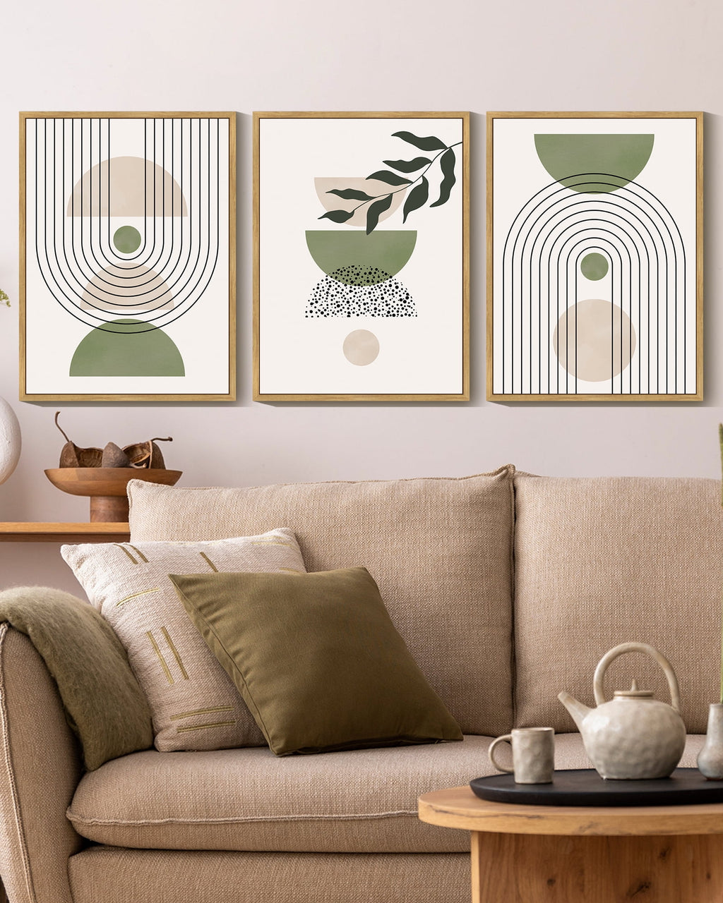 Drsoum Leaf Wall Art Green Botanical Boho Printing Minimalist for Bathroom Prints 11x14in3pcs Natural Framed
