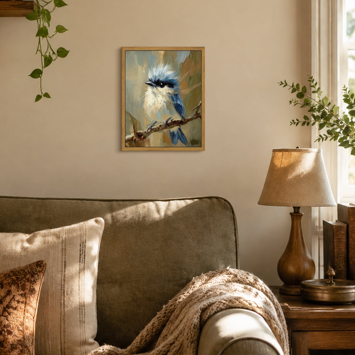 Drsoum Canvas Wall Art Vintage Bird Painting Framed Floral Art 8x10 Inch