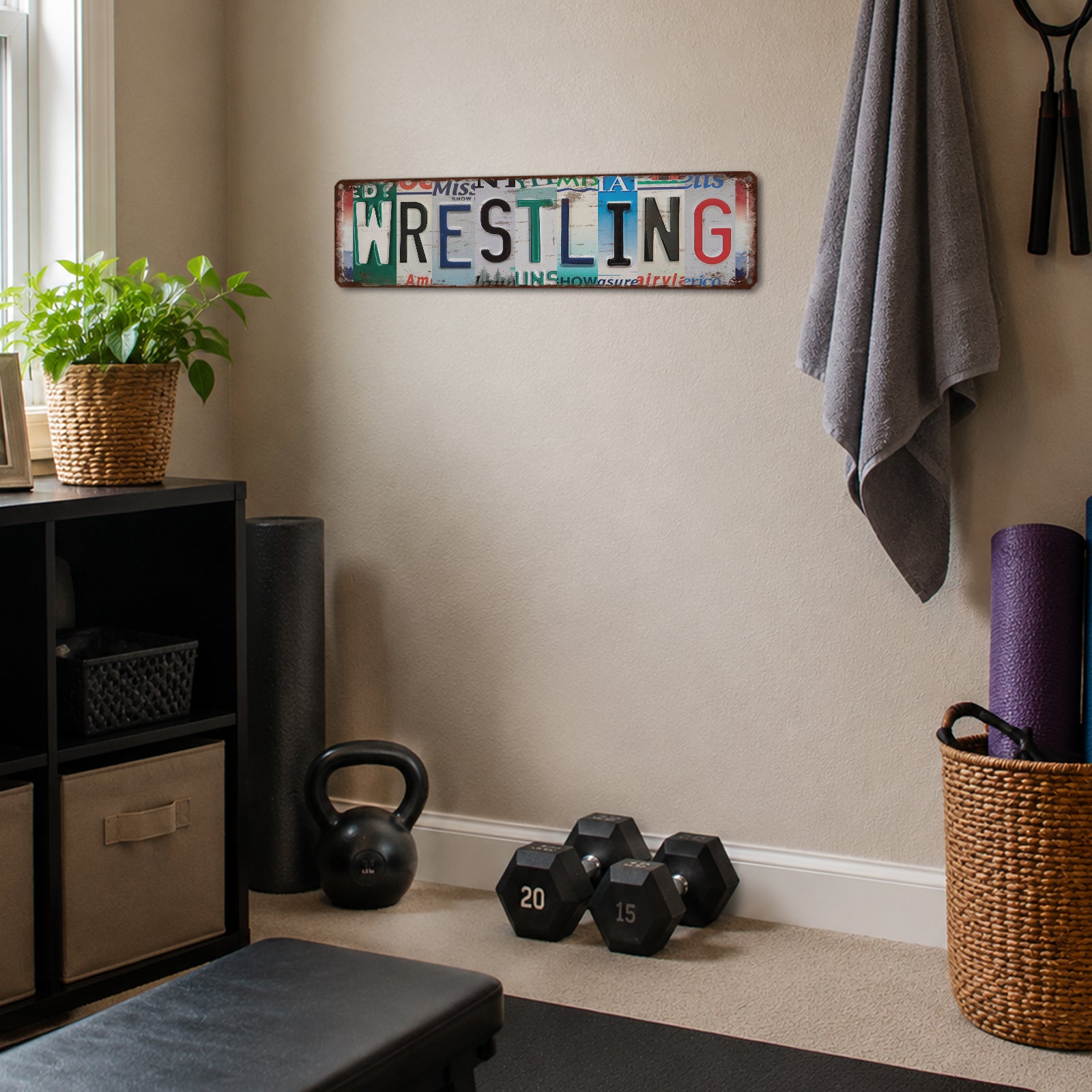 Drsoum Wrestling Metal Tin Sign 4x16 Inch Sports Room Decor