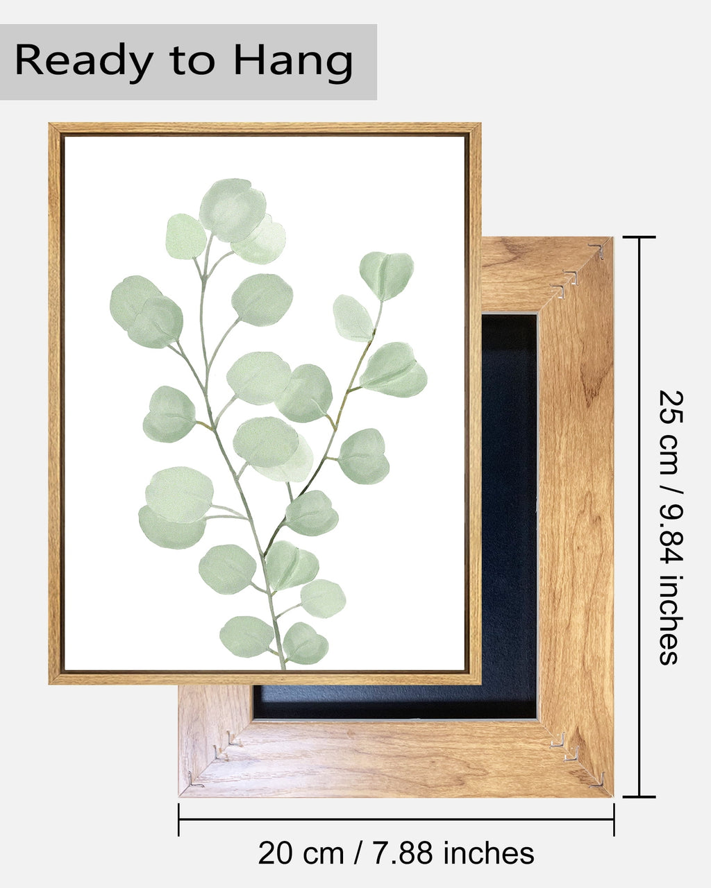 Drsoum Framed Botanical Plant Canvas Wood Wall Art Green Sage Eucalyptus Leaf Picture 8"x10"x4pcs